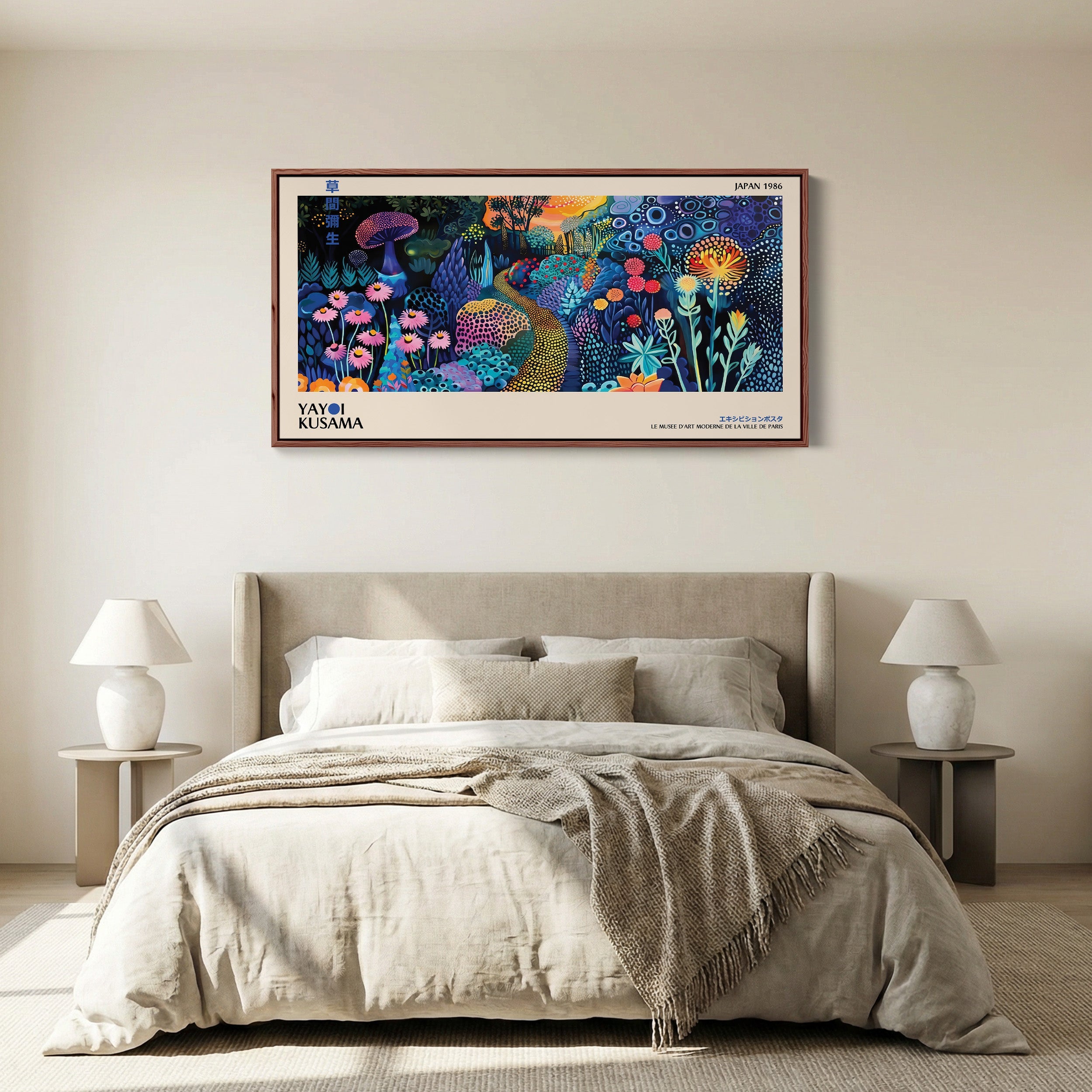 Yayoi Kusama Large Wall Art Night Garden With Dotted Path Extra Wide Canvas For Hallway