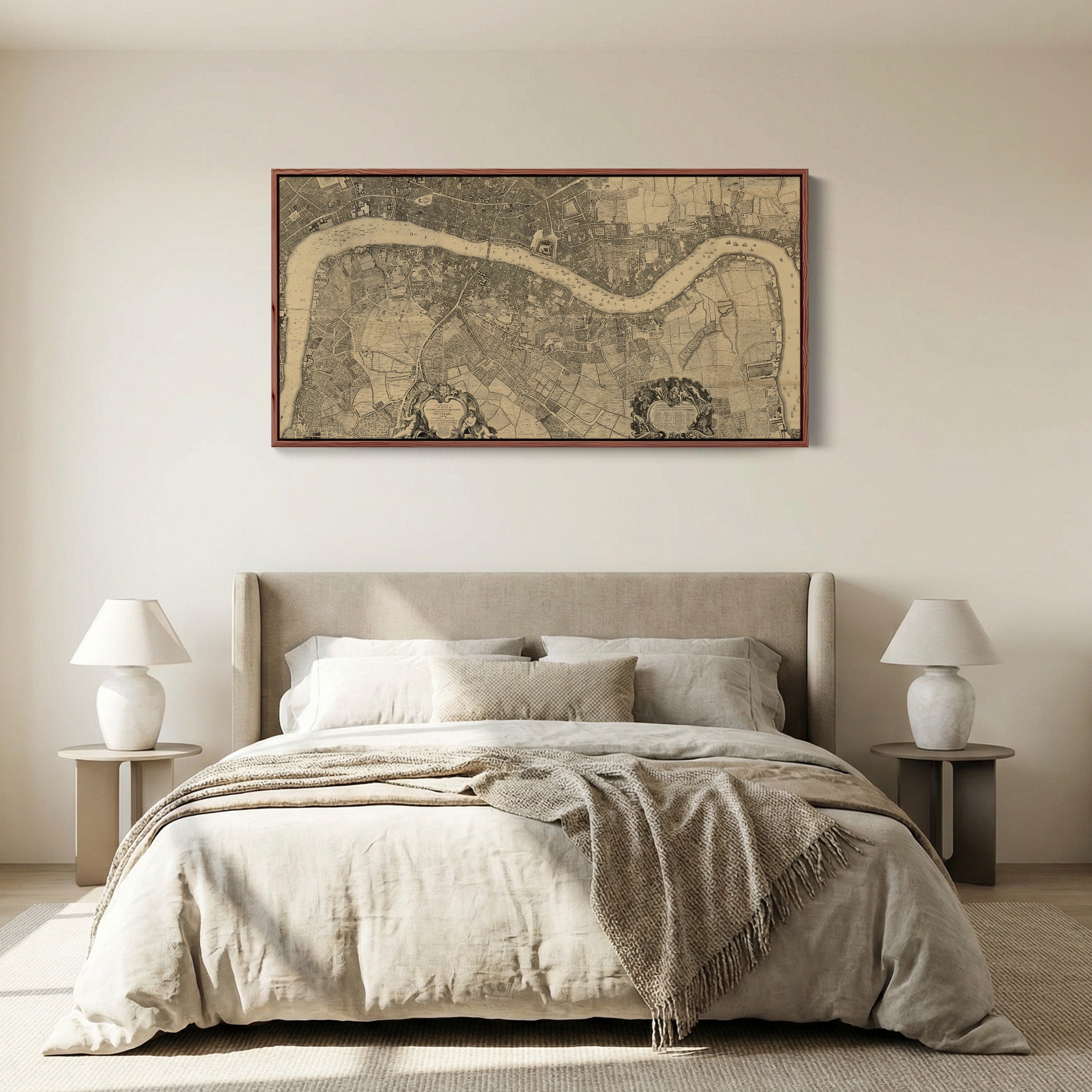 Wide Canvas Vintage London City Map Oversized Wall Decor For Office
