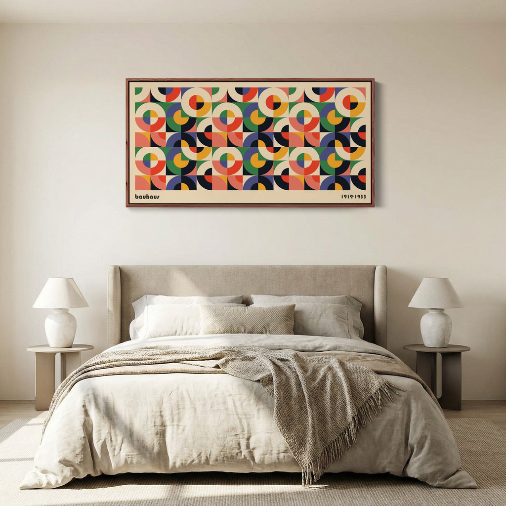 Bauhaus Long Wall Art Circular Segment Grid Horizontal Canvas Print For Living Room