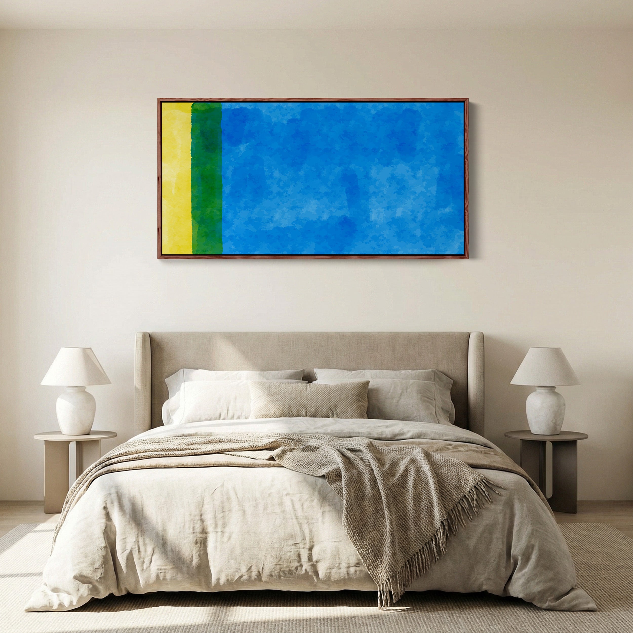 Wide Framed Canvas Vertical Colour Bands Statement Wall Decor Office