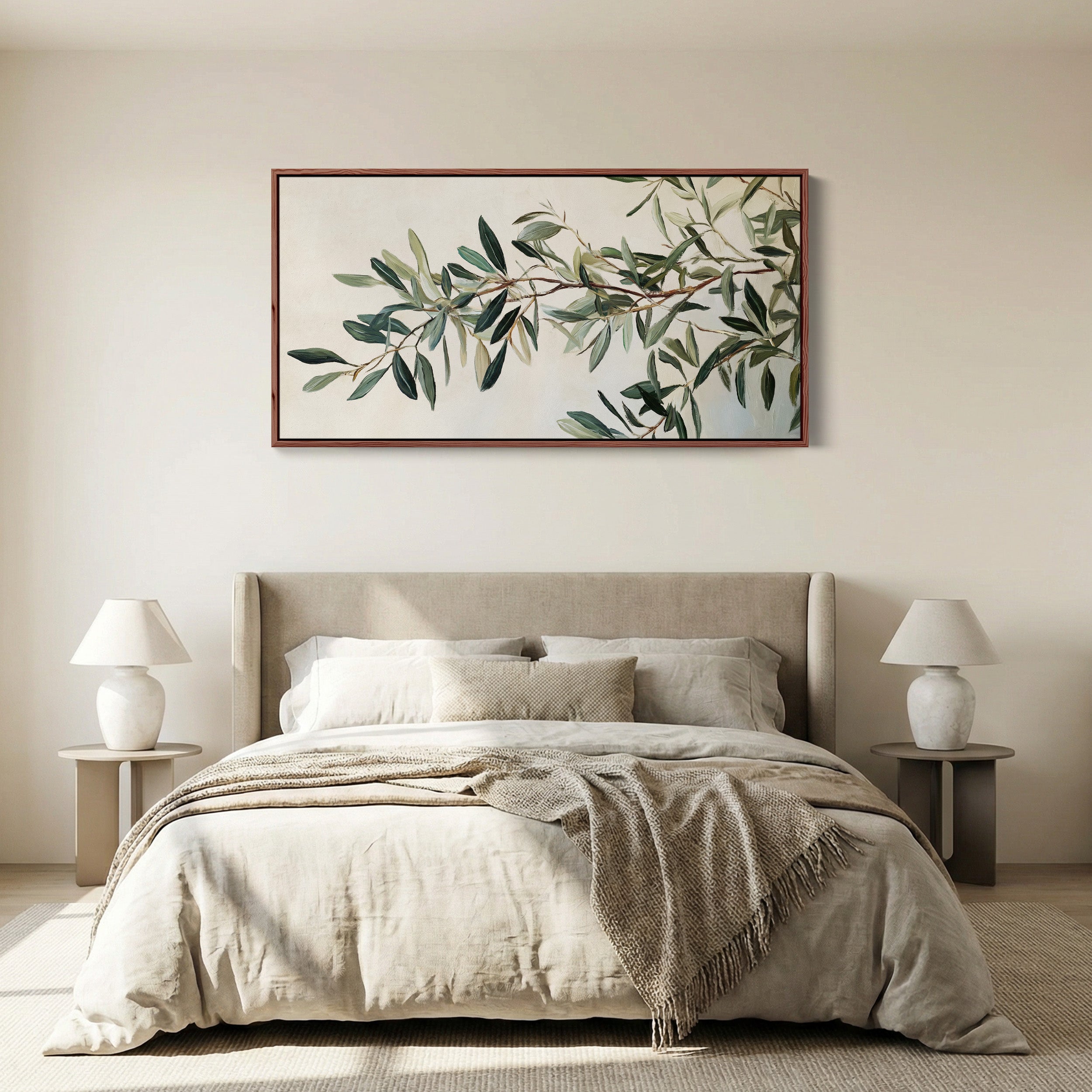 Horizontal Wall Art Olive Branch Oversized Wall Decor For Bedroom