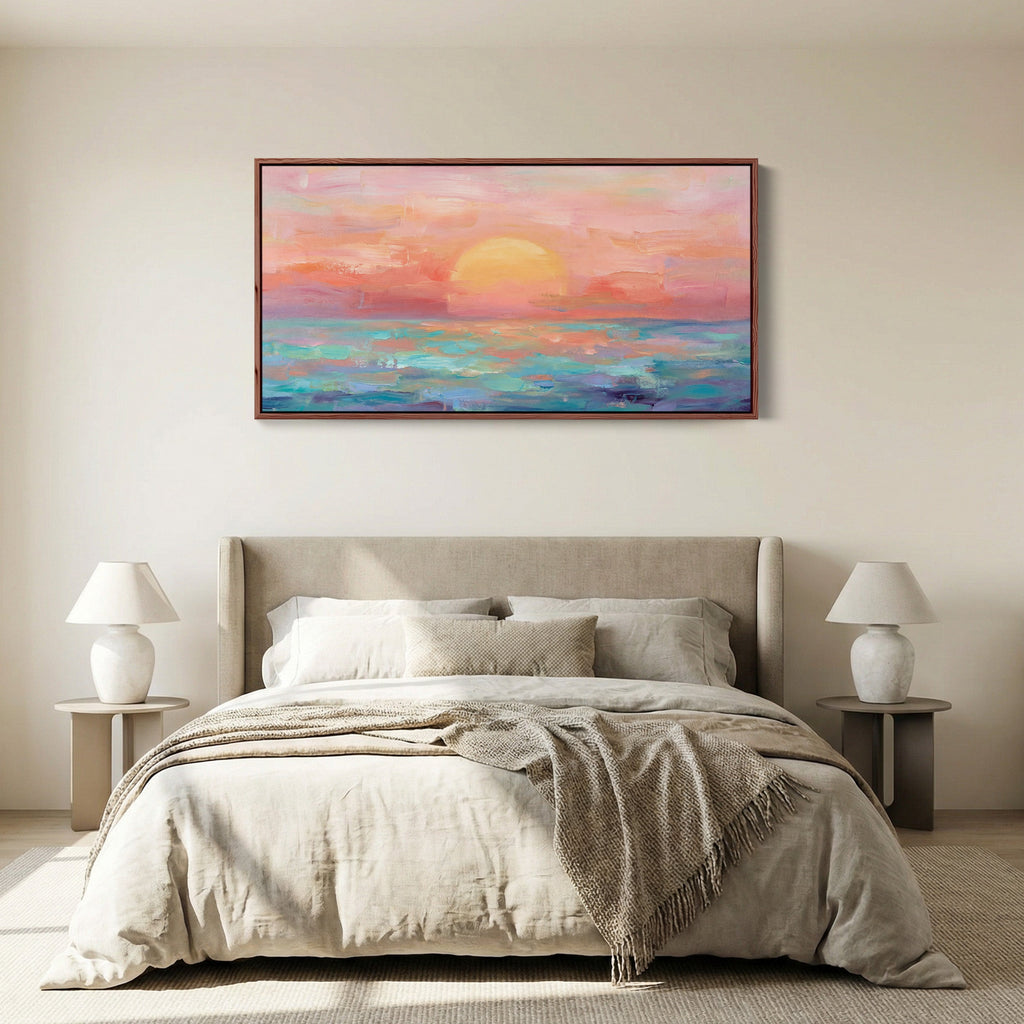 Pastel Sunset Large Wall Art Horizontal Canvas Print Kitchen