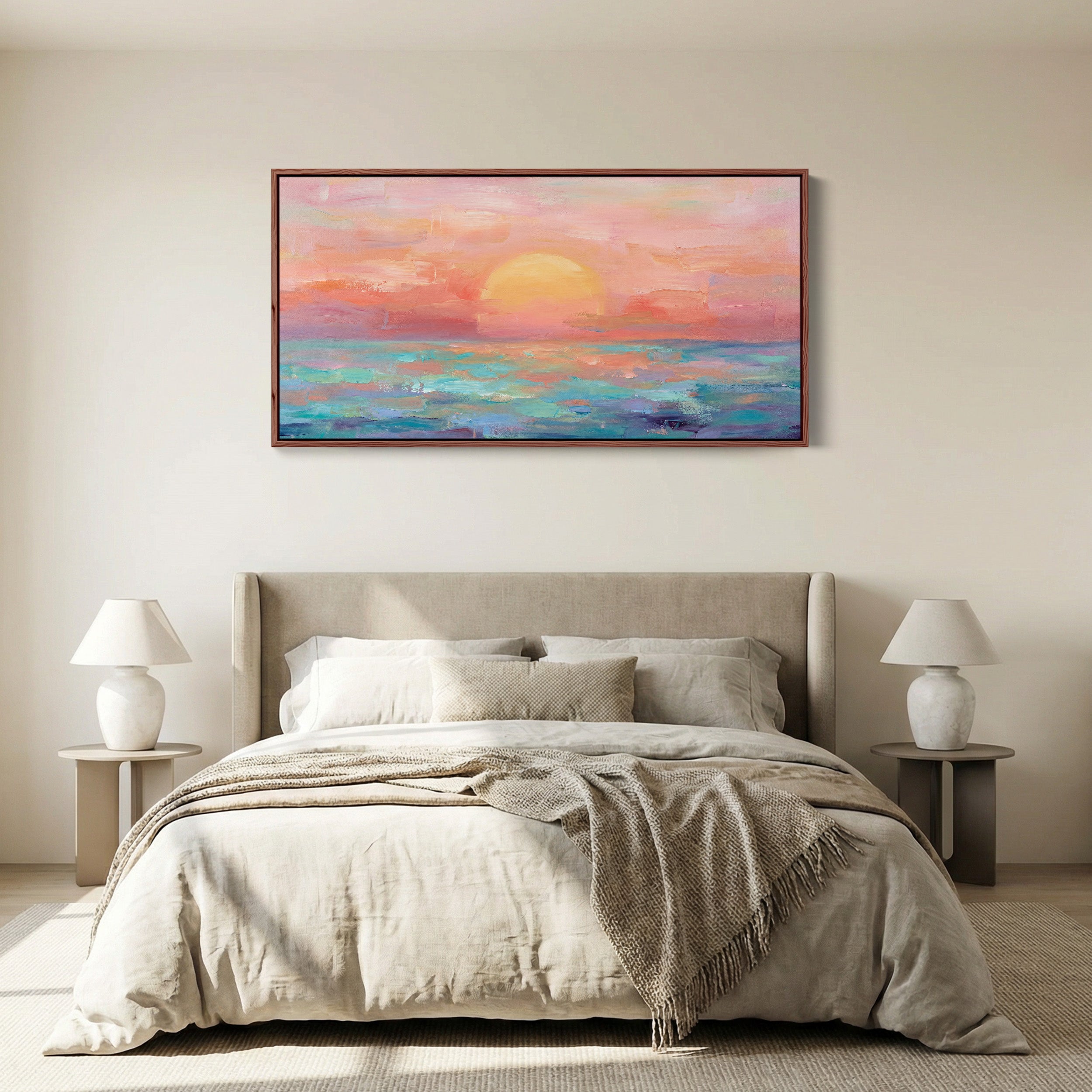 Pastel Sunset Large Wall Art Horizontal Canvas Print Kitchen