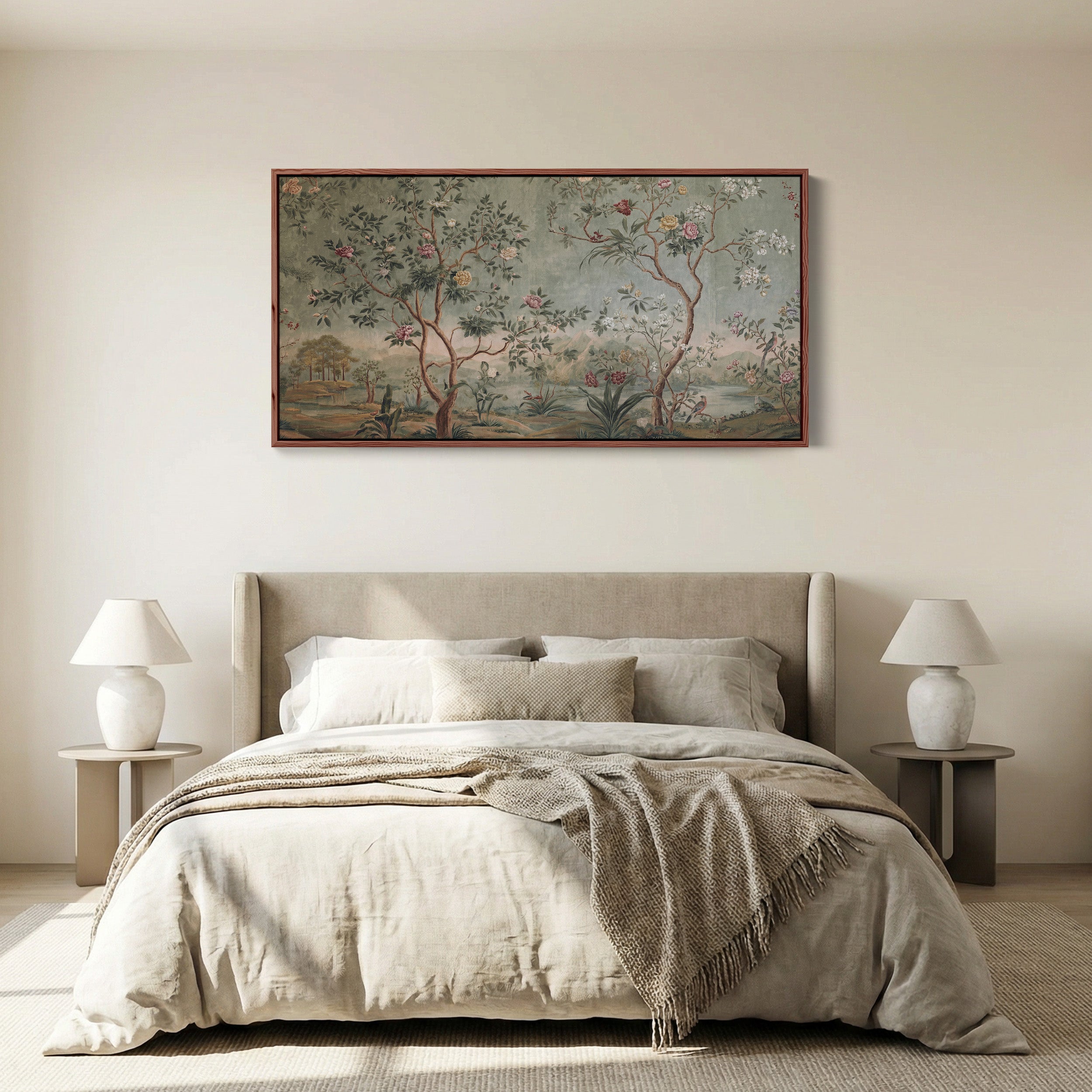 Vintage Floral Landscape Horizontal Wall Art Oversized Wall Decor Bedroom