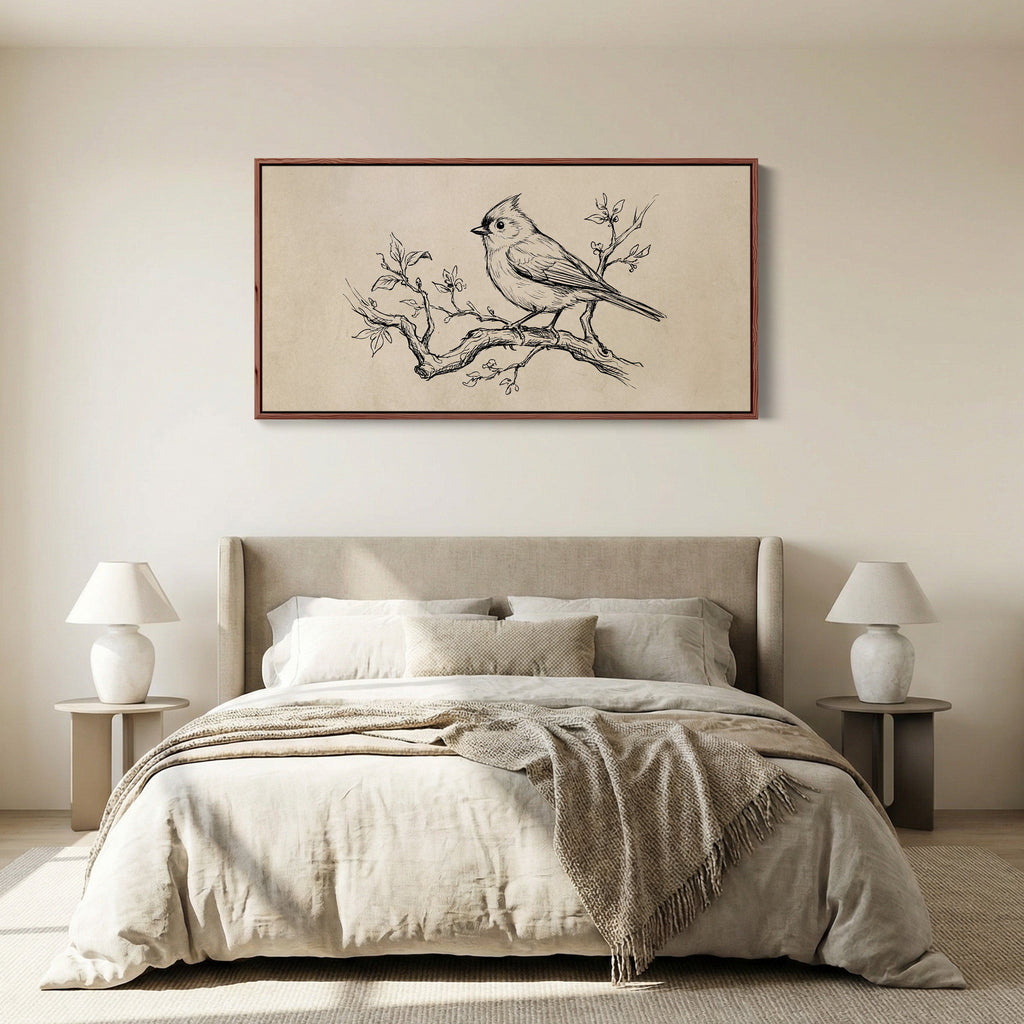 Two Bird Sketches Panoramic Wall Art Oversized Wall Decor For Office