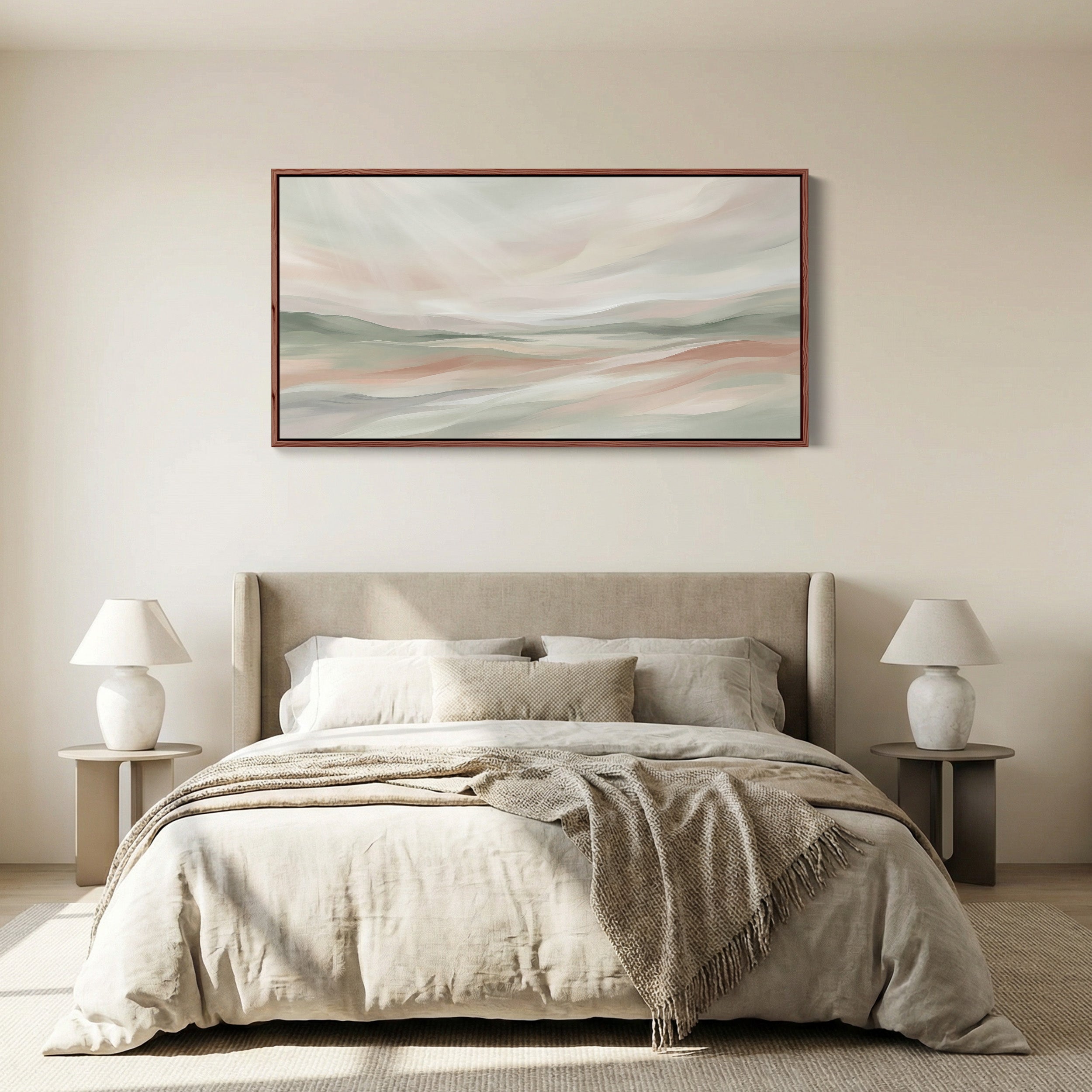 Abstract Pastel Hills Wide Canvas Horizontal Canvas Print For Bedroom