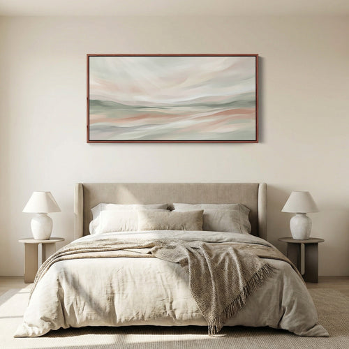Abstract Pastel Hills Wide Canvas Horizontal Canvas Print For Bedroom