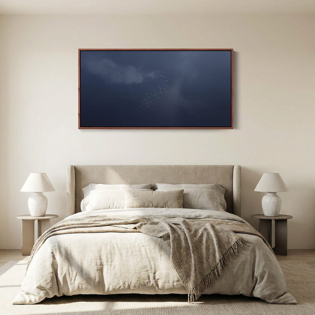 Above Bed Wall Art Birds In Dark Sky Oversized Wall Decor Bedroom