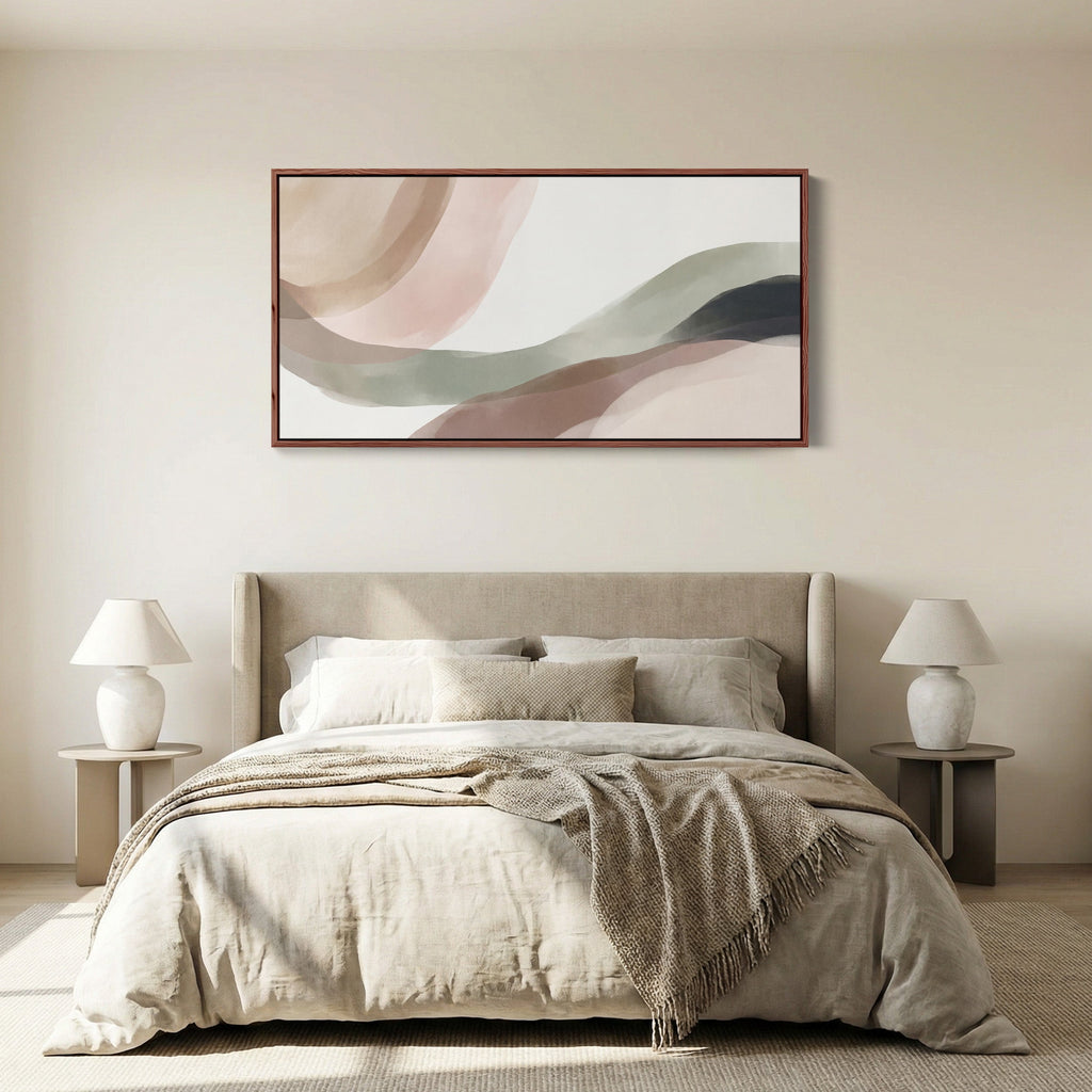 Above Soft Wall Art Abstract Flowing Forms Horizontal Canvas Print Living Room