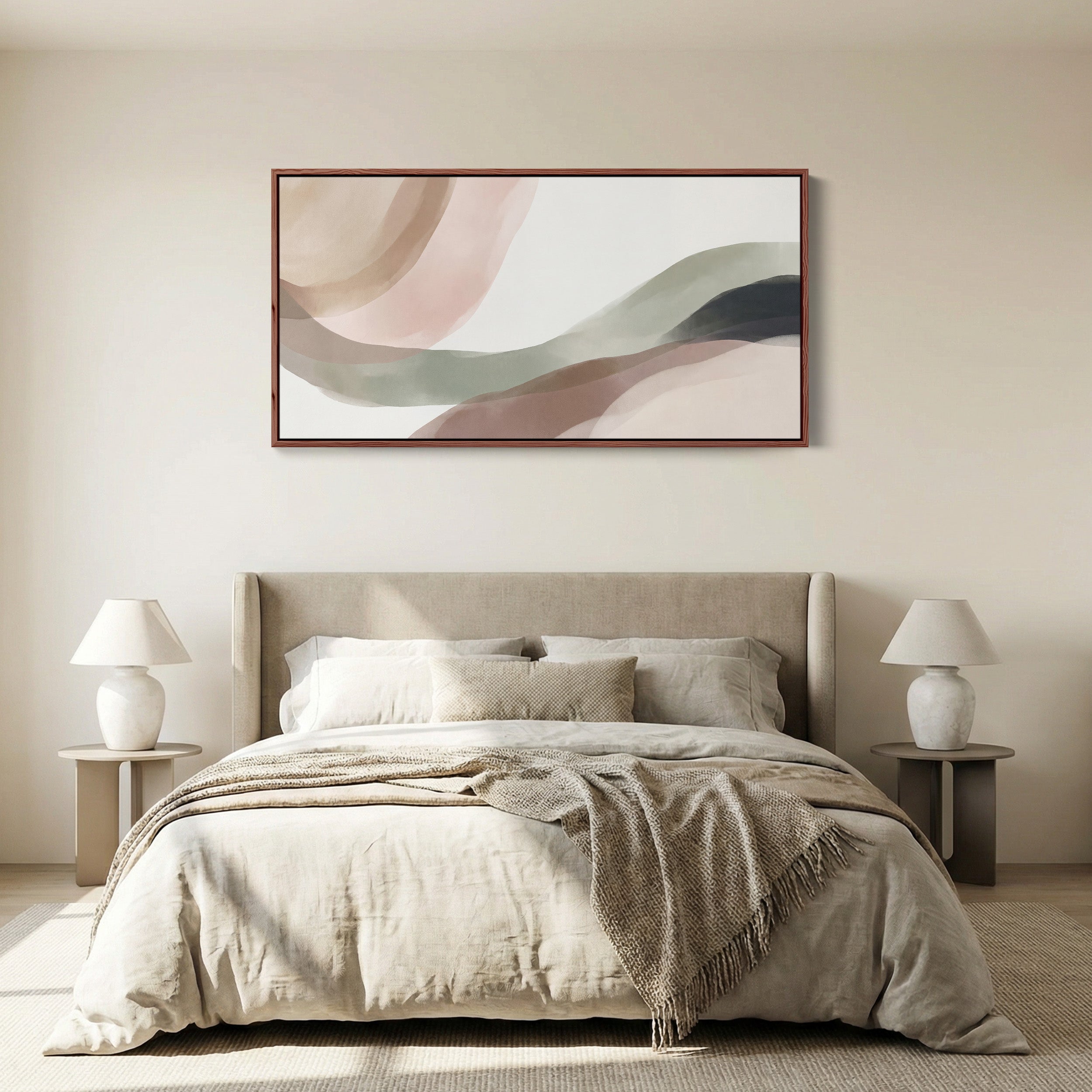 Above Soft Wall Art Abstract Flowing Forms Horizontal Canvas Print Living Room