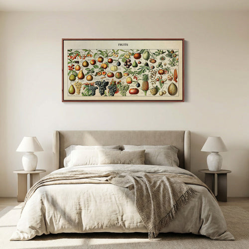 Adolphe Millot Vintage Fruit Chart Bedroom Wall Art Extra Wide Canvas For Kitchen