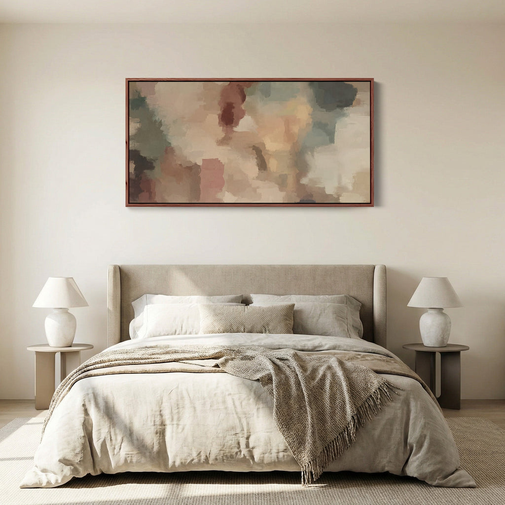 Muted Blocks Panoramic Wall Art Extra Wide Canvas For Office