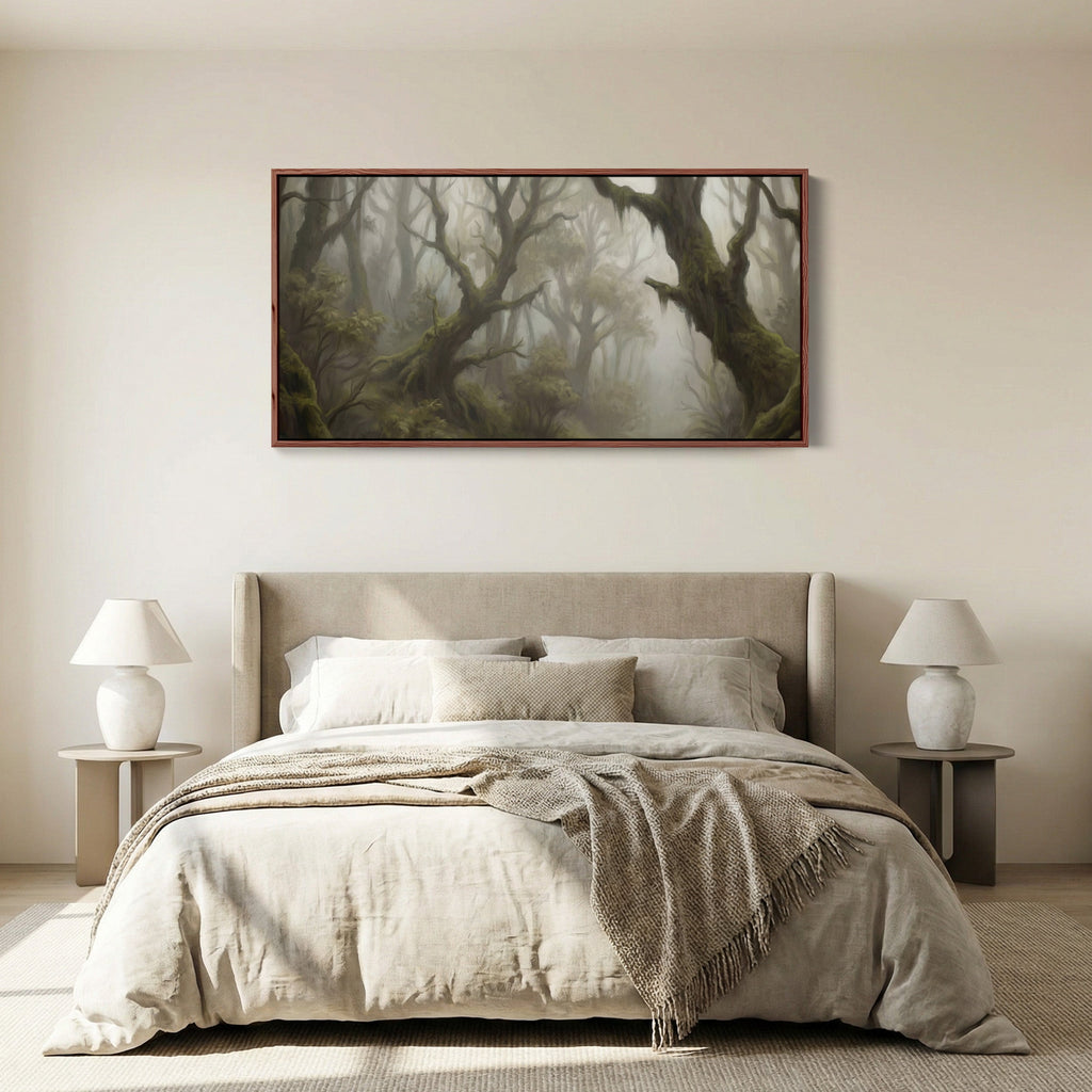 Bedroom Wall Art Foggy Twisted Forest Trees Oversized Wall Decor For Hallway