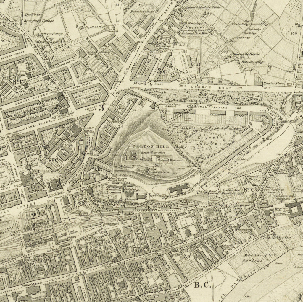 Edinburgh 1853 Map Long Narrow Canvas Wide Wall Art For Bedroom Or Hallway