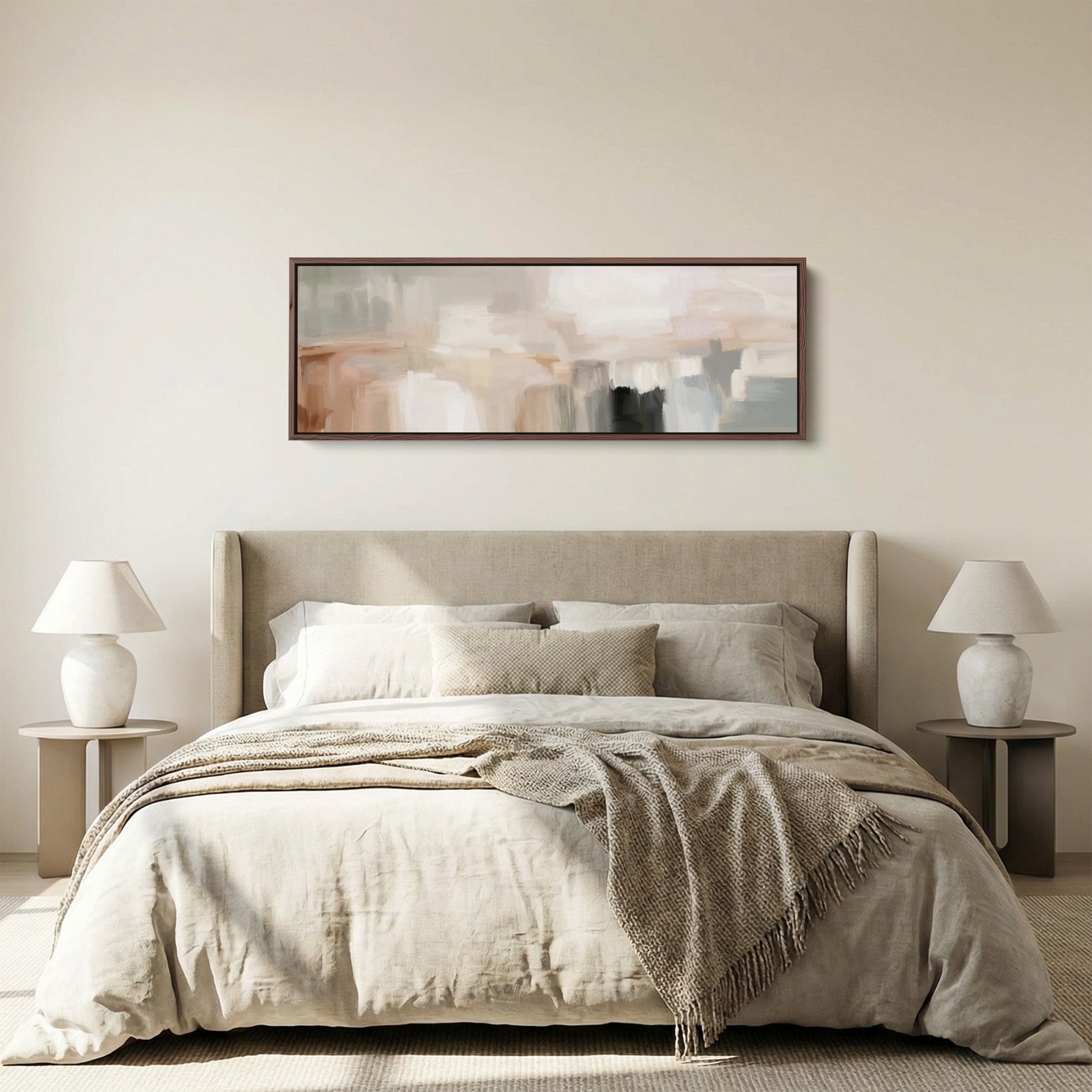 Minimalist Beige Abstract Horizontal Wide Wall Art