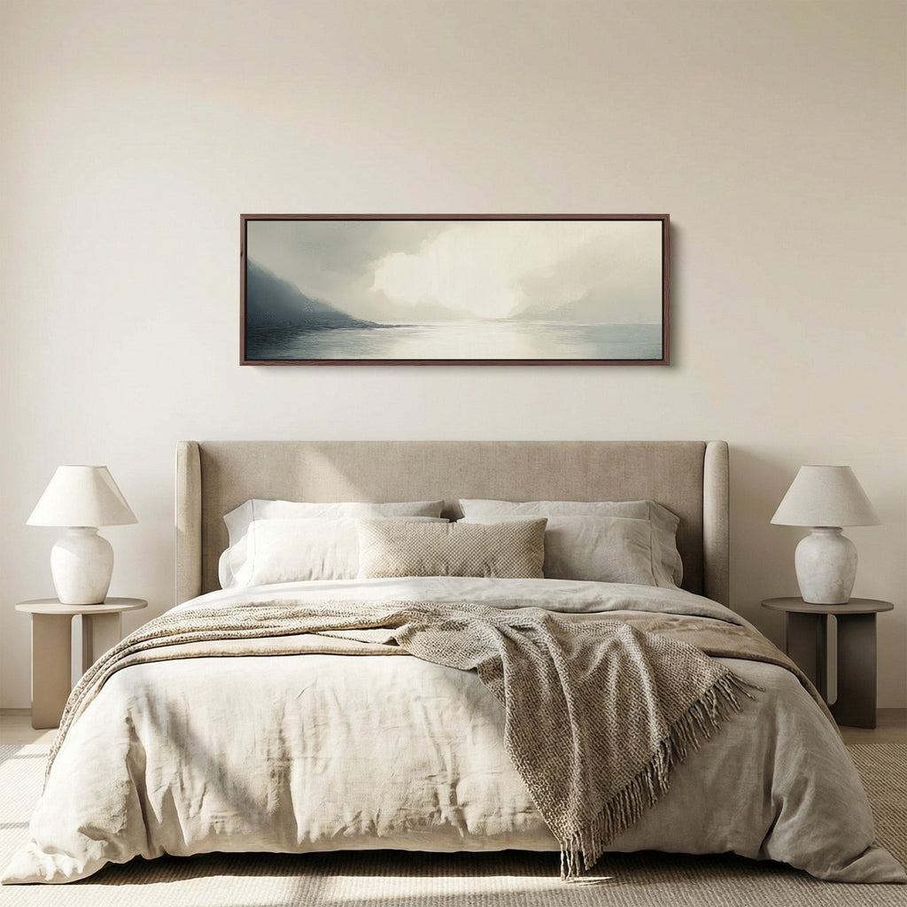 Misty Lake Long Narrow Abstract Horizontal Wall Art