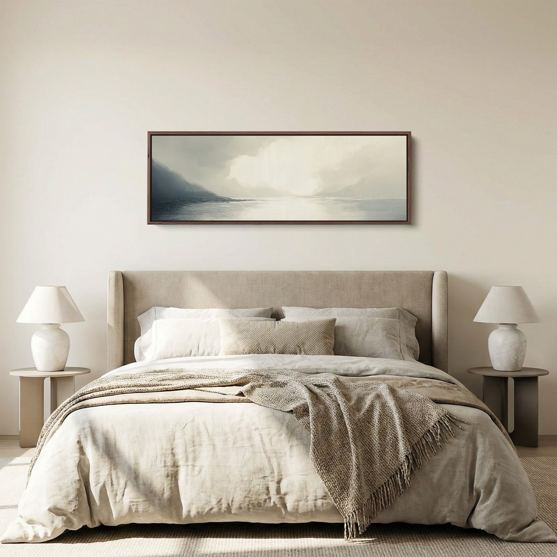 Misty Lake Long Narrow Abstract Horizontal Wall Art