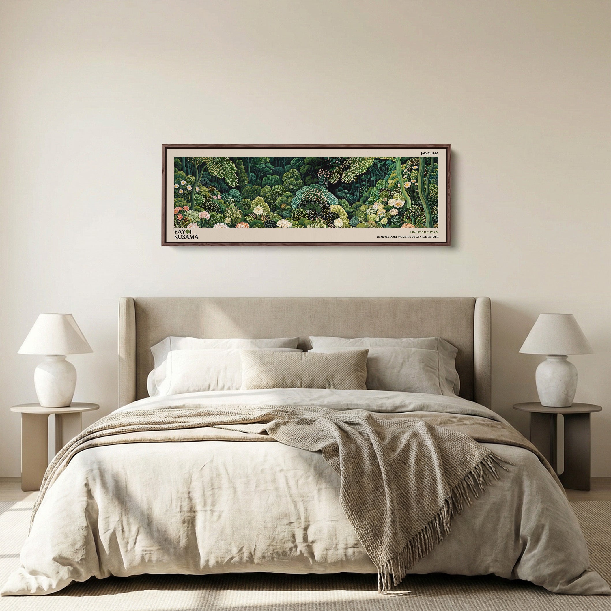 Yayoi Kusama Horizontal Wall Art Dotted Forest Garden Long Canvas For Living Room