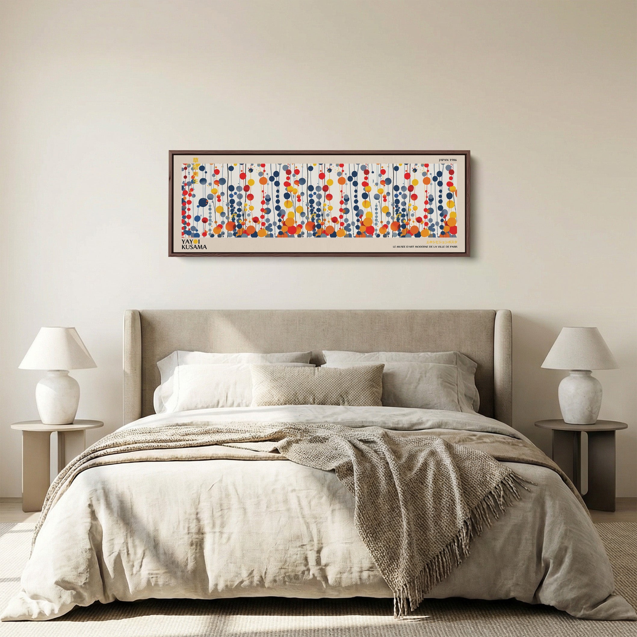 Yayoi Kusama Long Narrow Canvas Hanging Circle Pattern Wide Canvas For Office