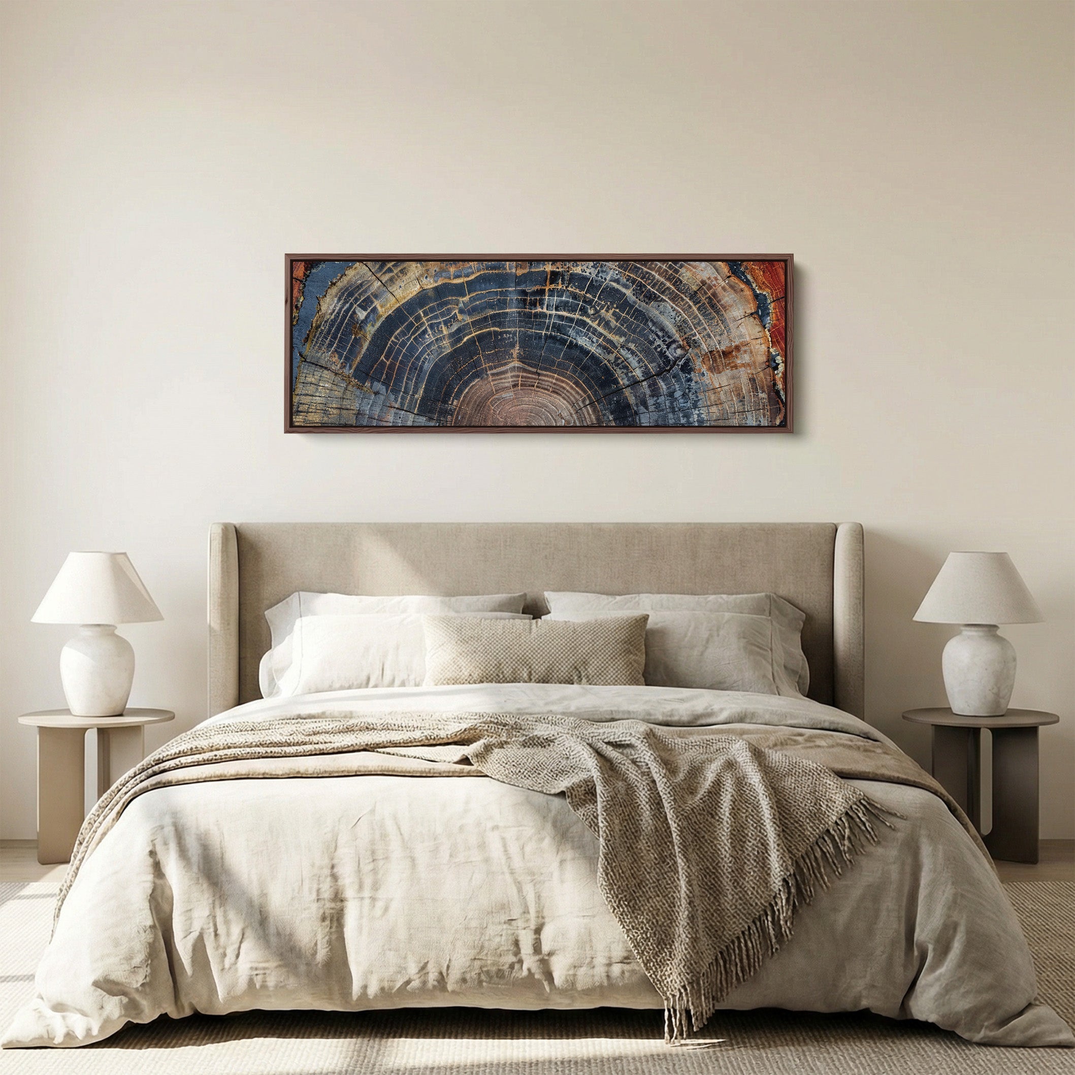 Wide Wall Art Tree Ring Cross Section Long Canvas For Office