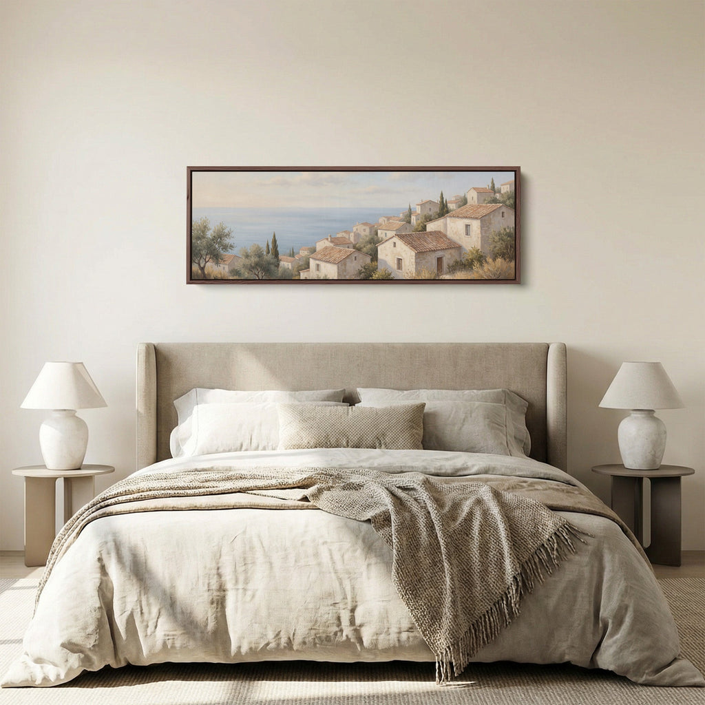Coastal Hillside Village Horizontal Wall Art Oversized Wall Decor Office