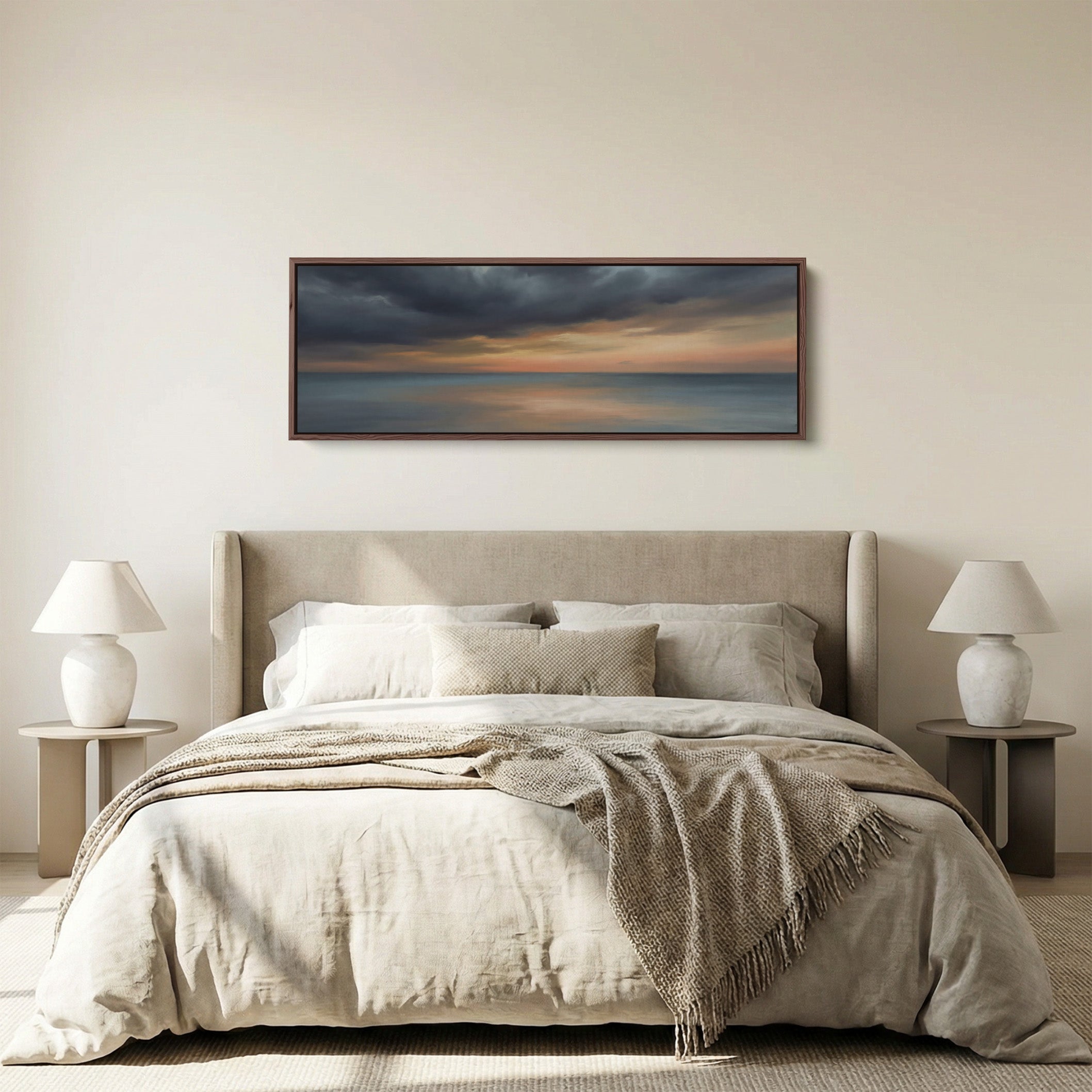 Evening Sea And Clouds Bedroom Wall Art Horizontal Print Living Room