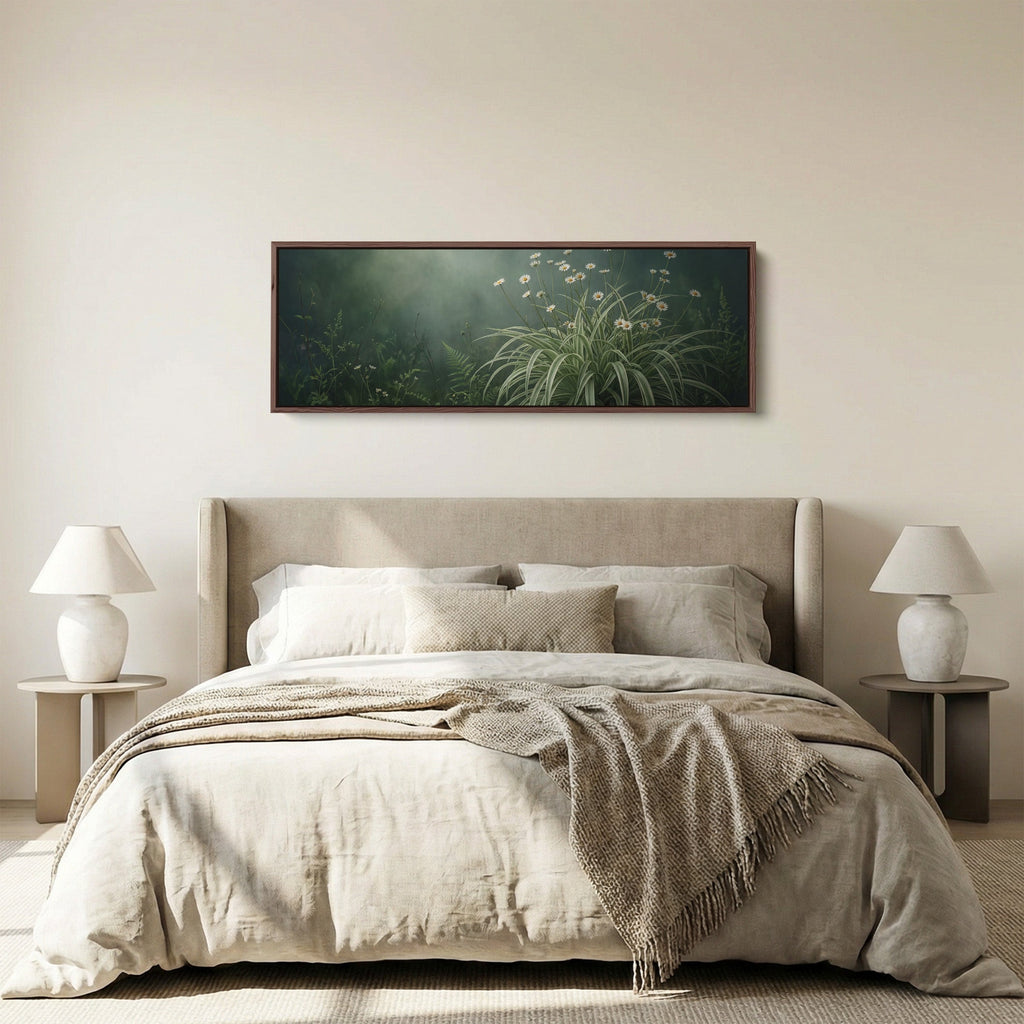 Daisies And Long Grass Large Wall Art Panoramic Canvas Print Living Room