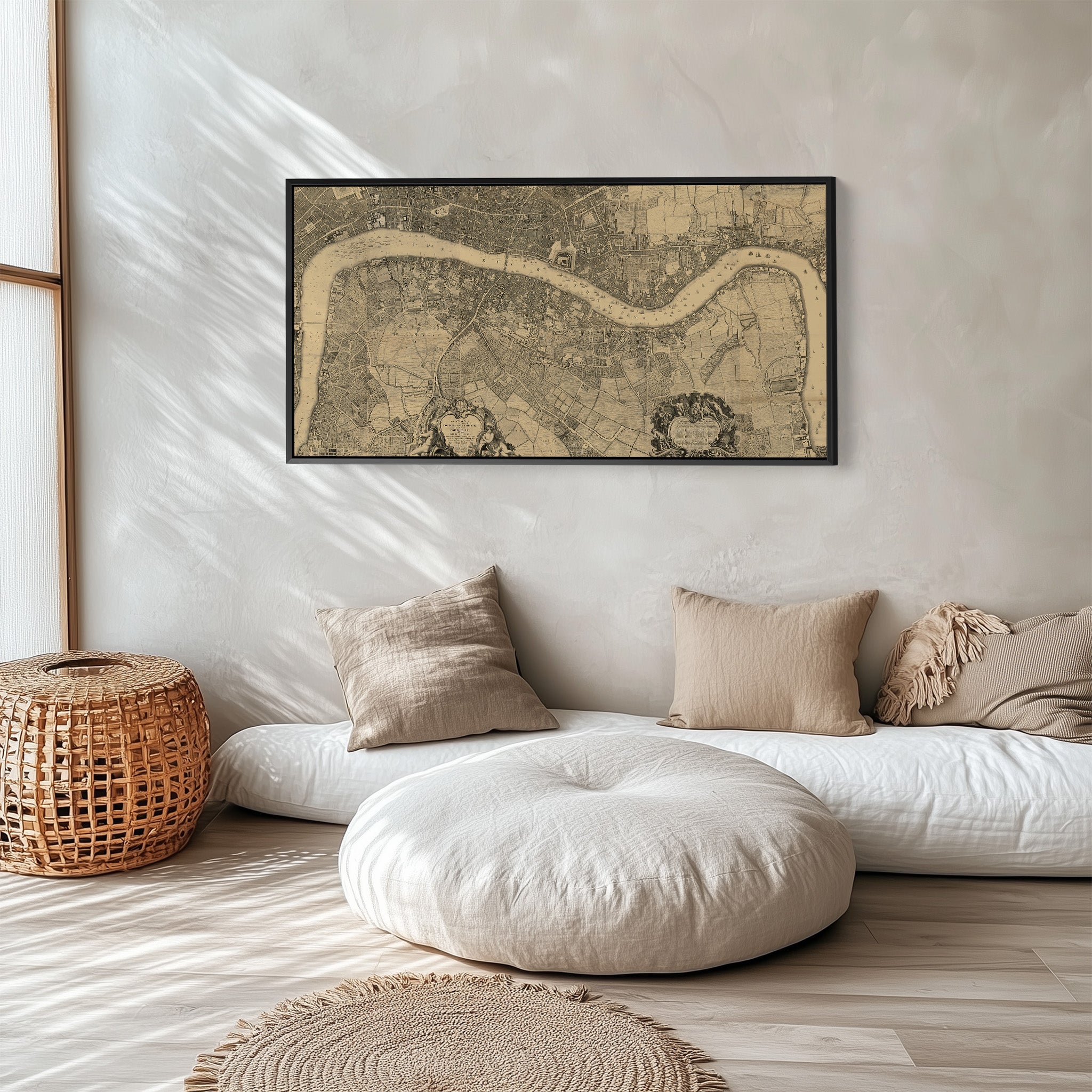 Wide Canvas Vintage London City Map Oversized Wall Decor For Office