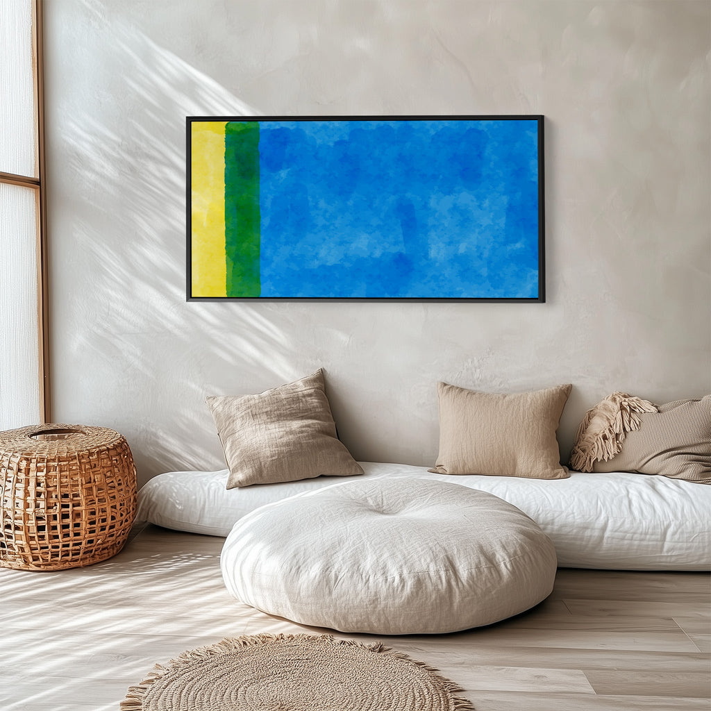 Wide Framed Canvas Vertical Colour Bands Statement Wall Decor Office