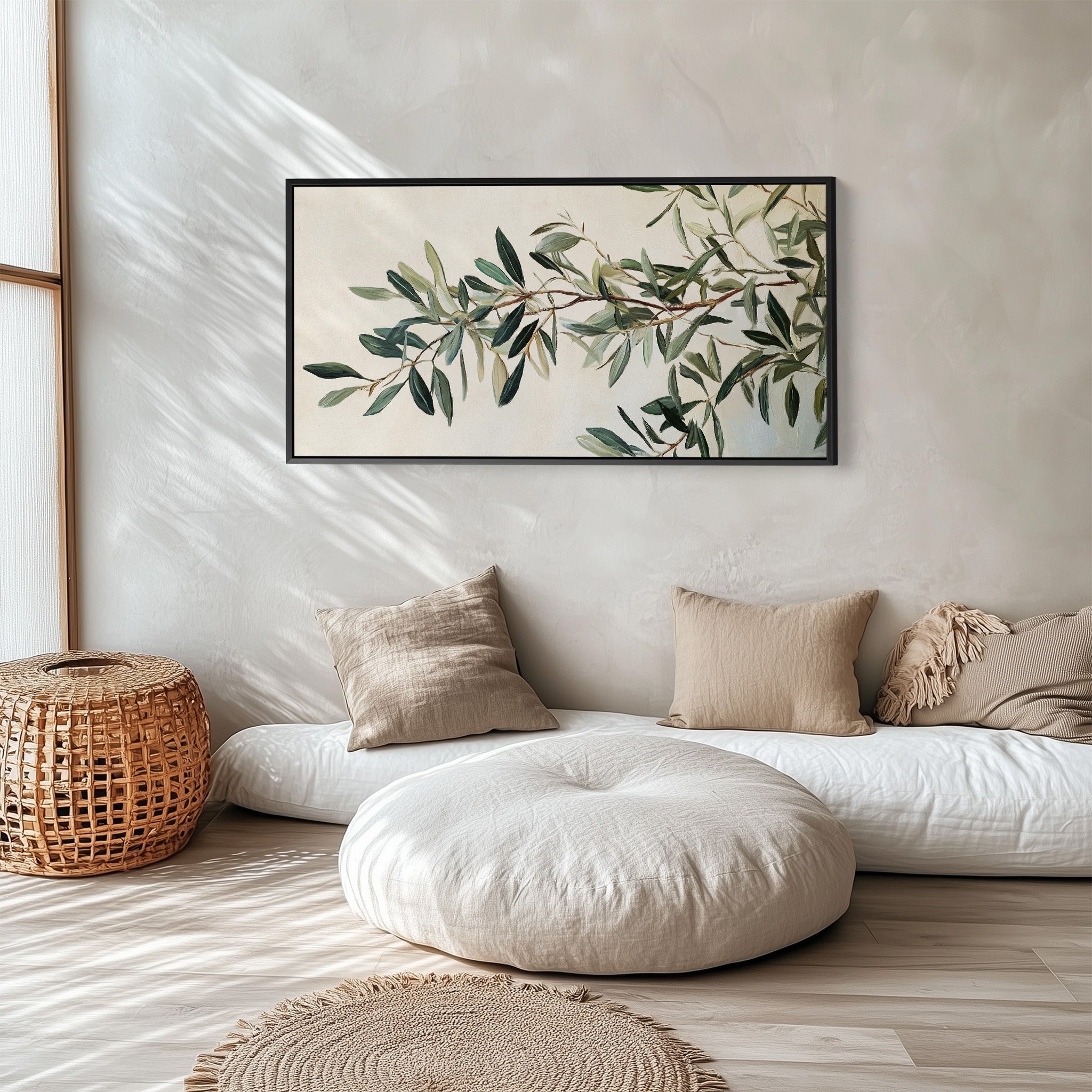 Horizontal Wall Art Olive Branch Oversized Wall Decor For Bedroom