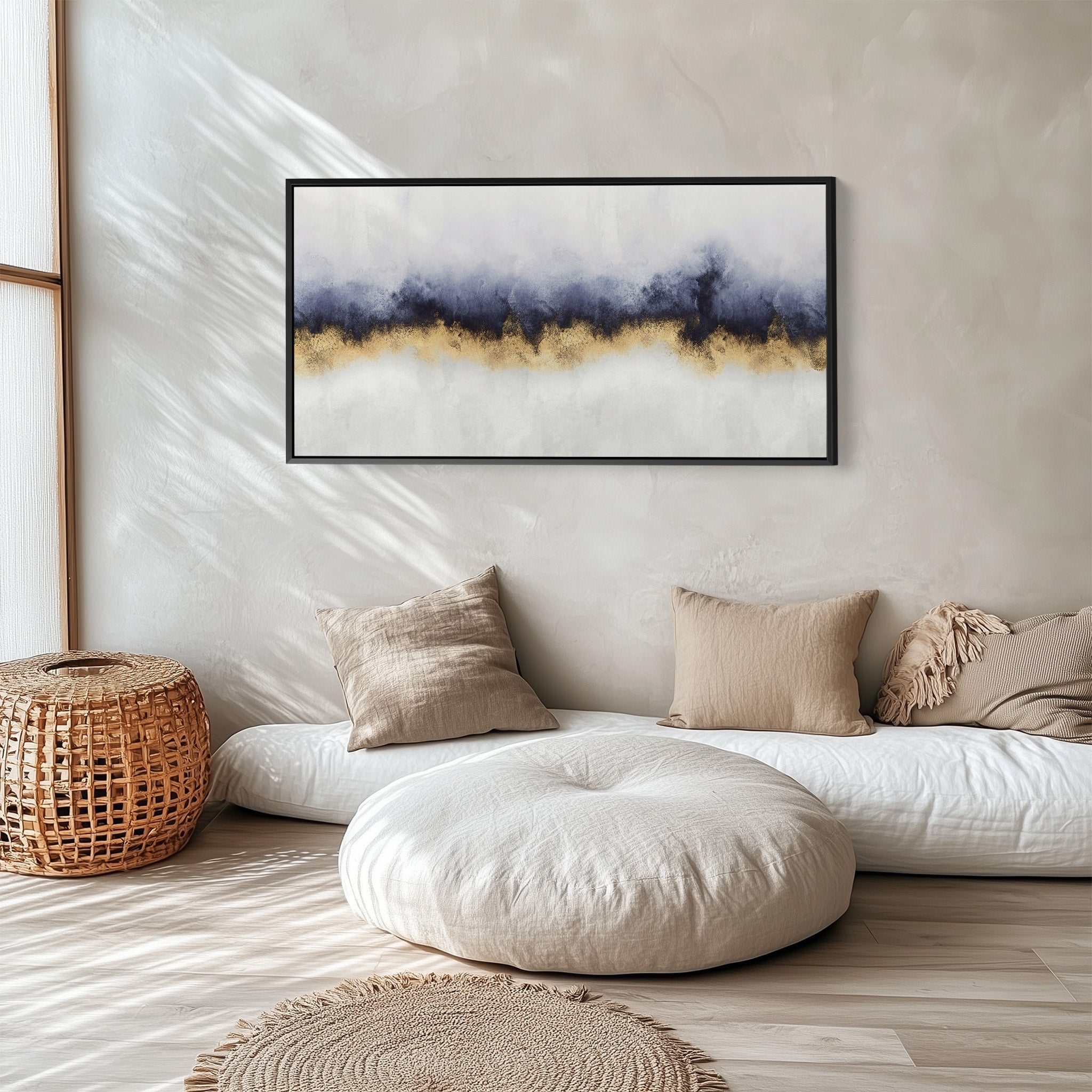 Abstract Gold Band Above Sofa Wall Art Horizontal Canvas Print Office