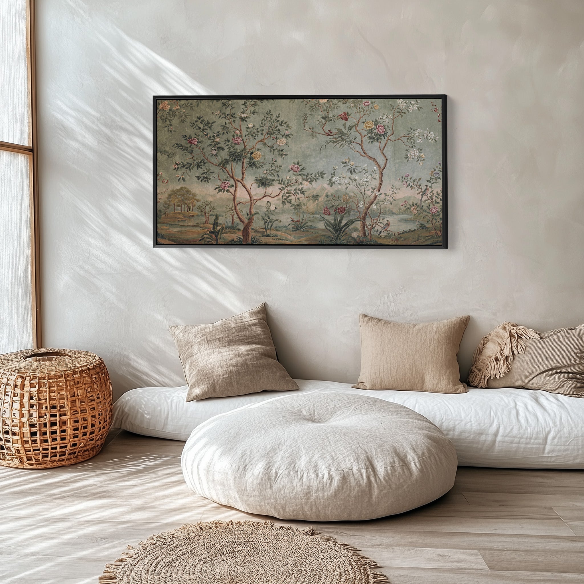 Vintage Floral Landscape Horizontal Wall Art Oversized Wall Decor Bedroom