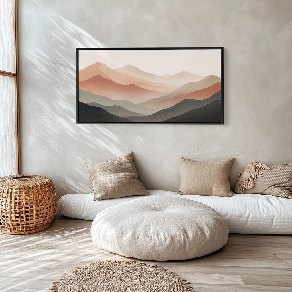 Layered Silhouettes Long Wall Art Extra Wide Canvas For Hallway