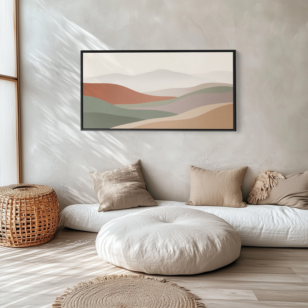 Horizontal Wall Art Layered Abstract Waves Statement Wall Decor Bedroom