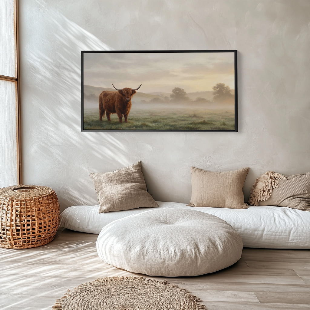 Highland Cow In Field Bedroom Wall Art Oversized Wall Decor For Office