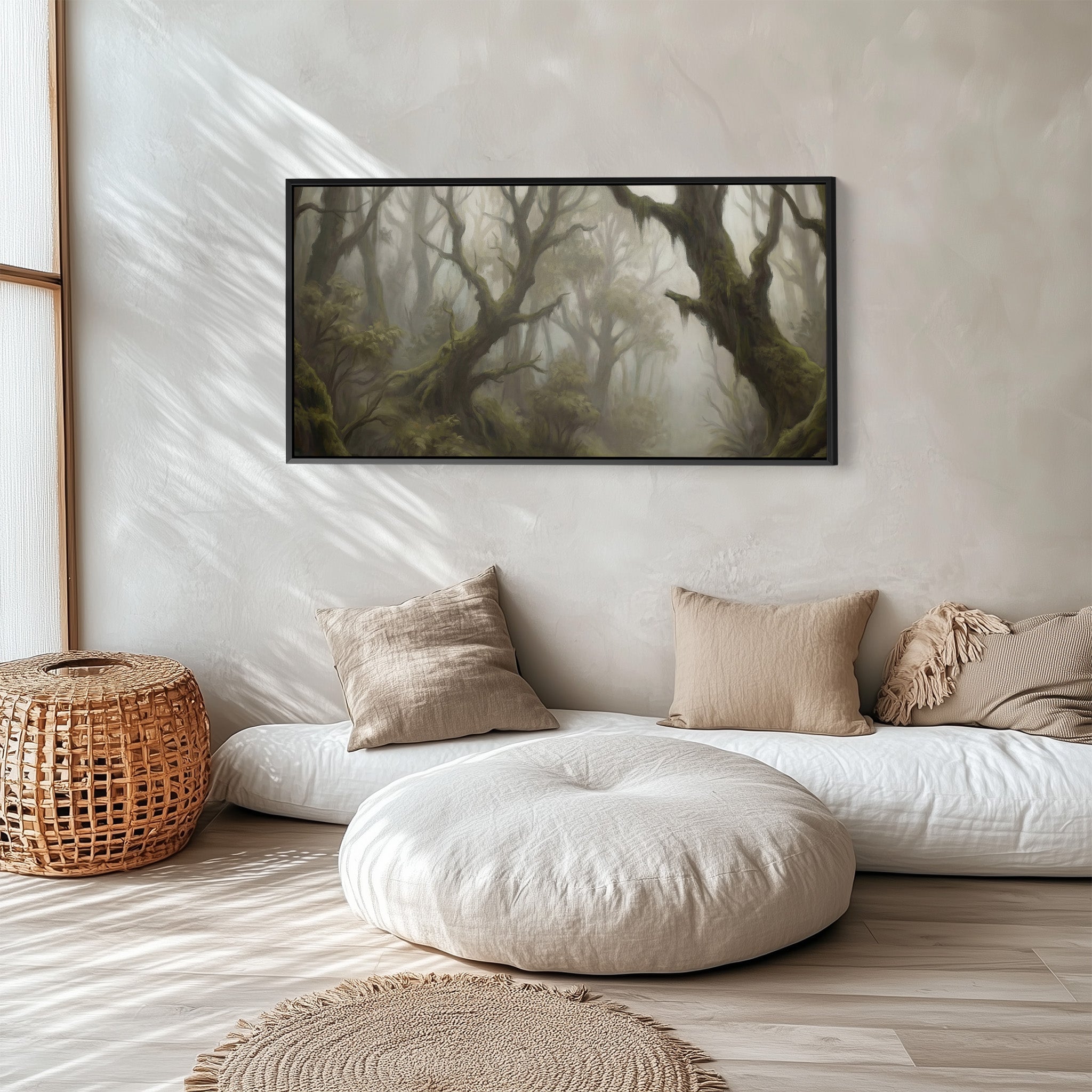 Bedroom Wall Art Foggy Twisted Forest Trees Oversized Wall Decor For Hallway