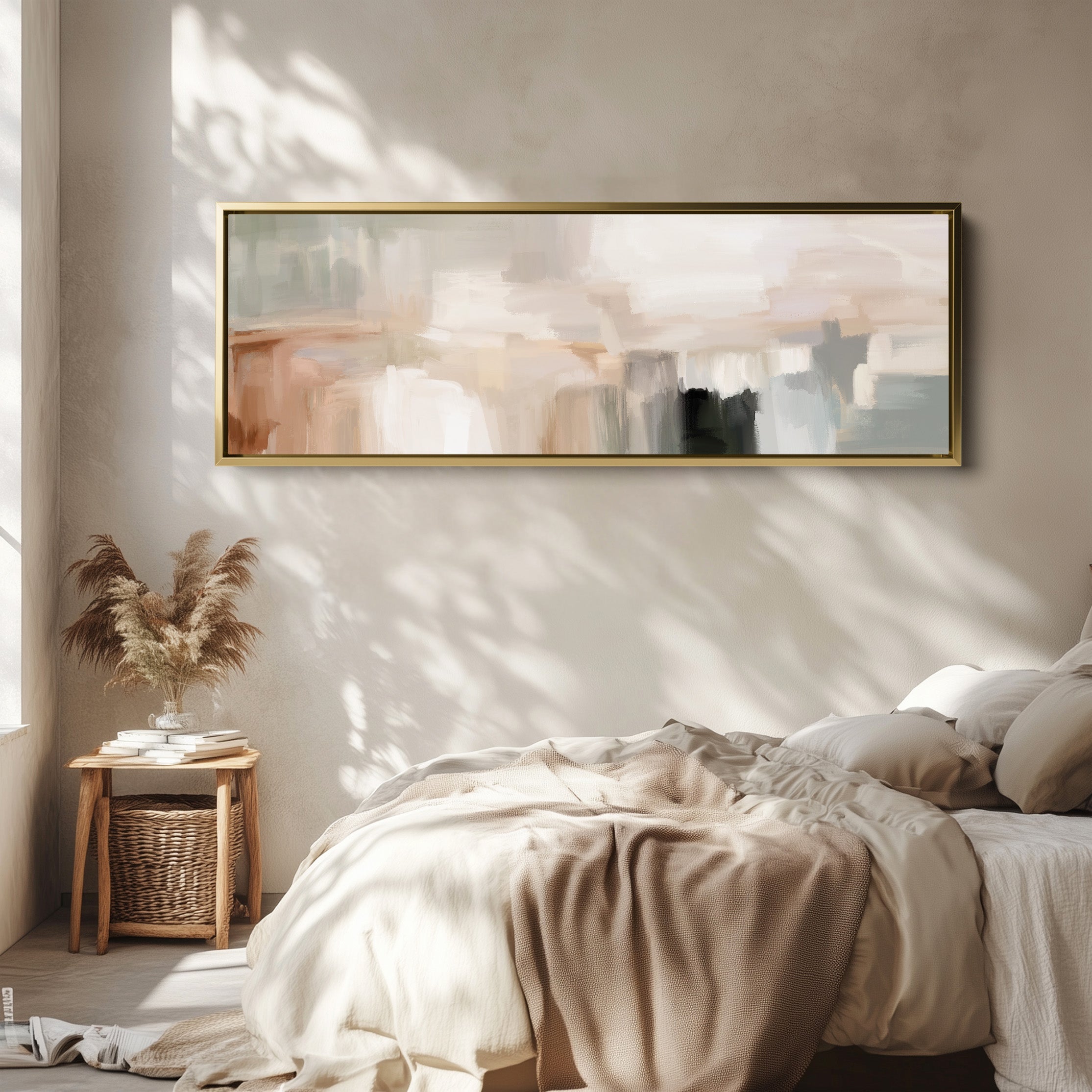 Minimalist Beige Abstract Horizontal Wide Wall Art