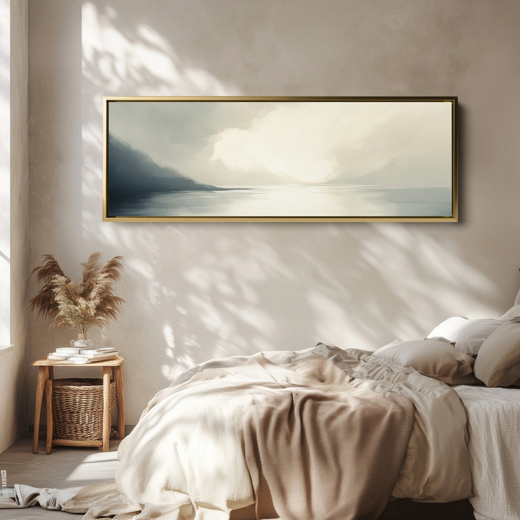 Misty Lake Long Narrow Abstract Horizontal Wall Art