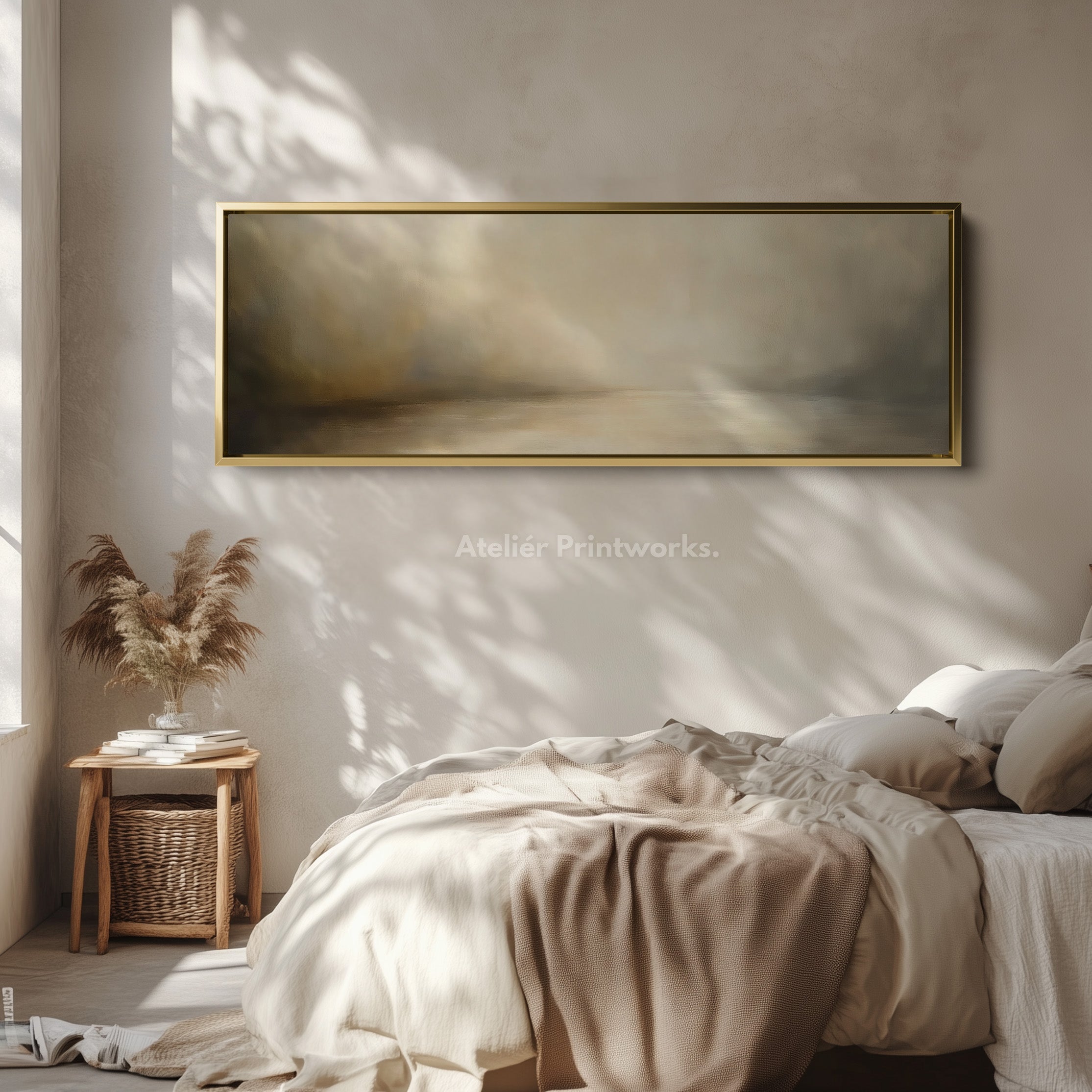 Abstract Beige Oil Painting Horizontal Wall Art