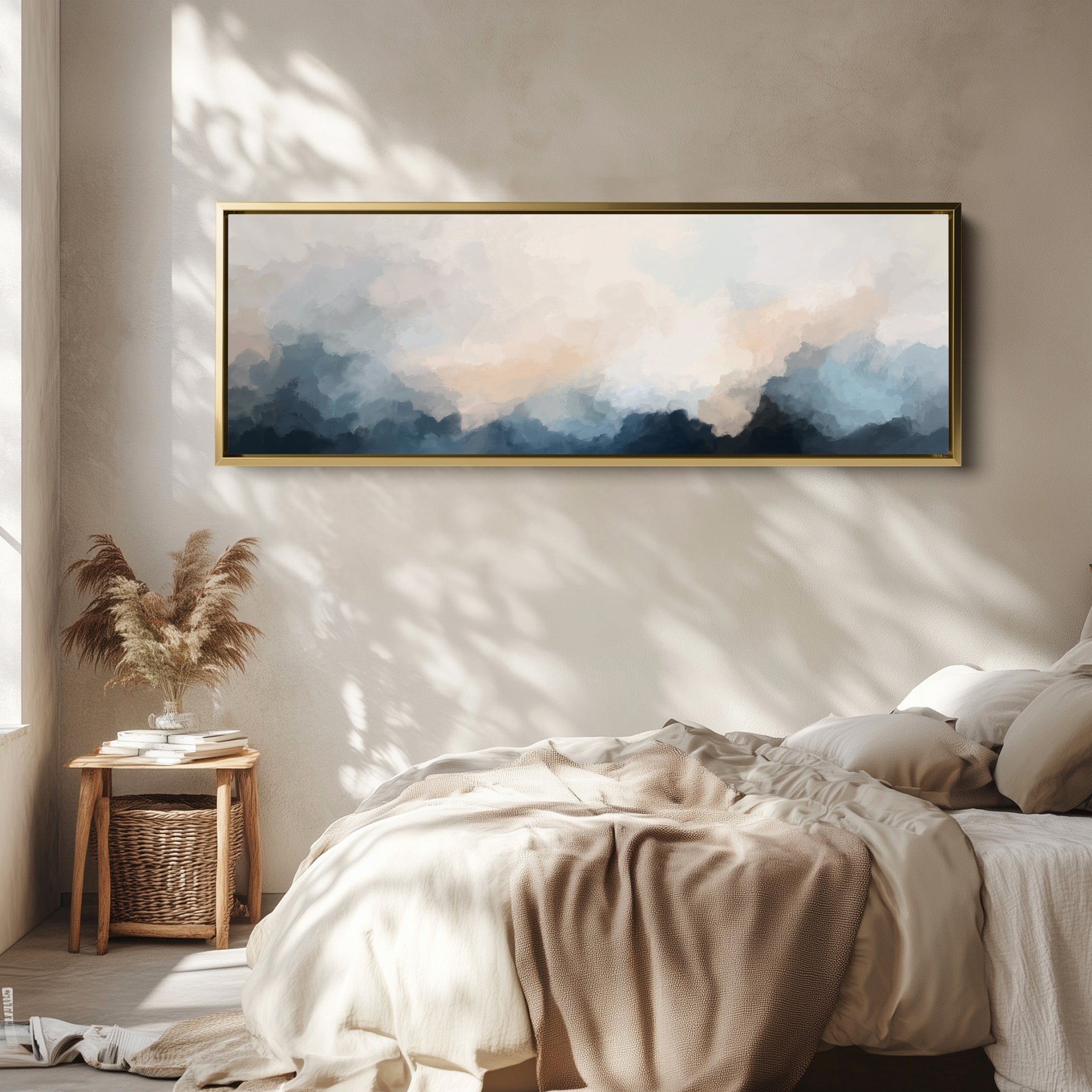 Wide Wall Art Abstract Cloud Mountains Wide Canvas For Living Room