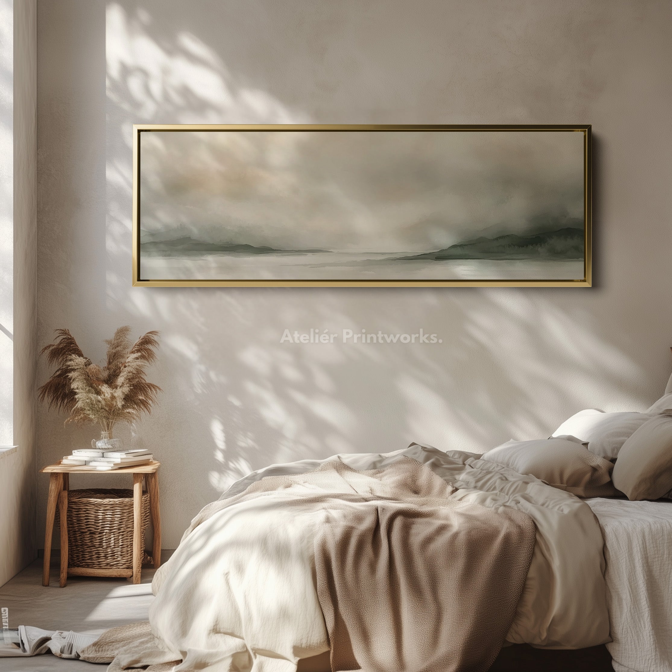Watercolour Landscape Large Panoramic Canvas Wall Art