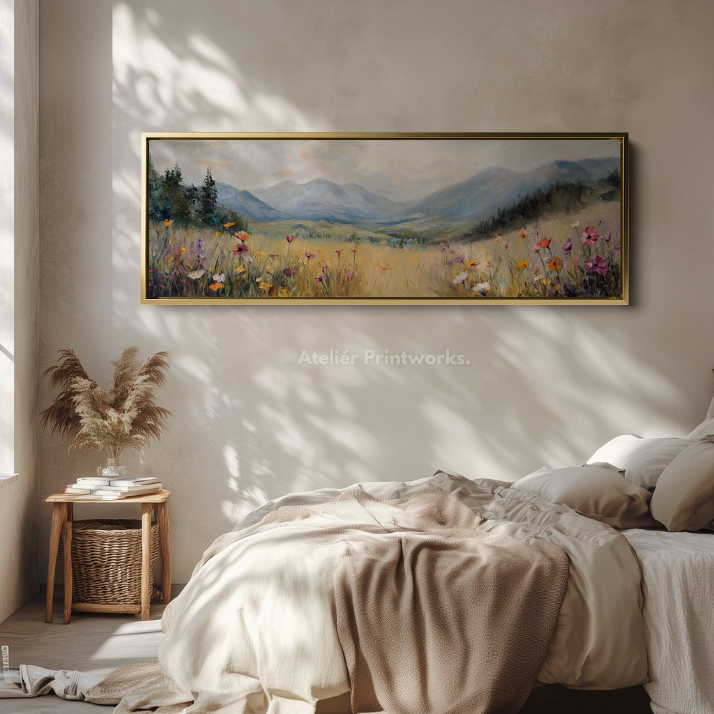 Wild Meadow Long Narrow Horizontal Framed Canvas Wall Art