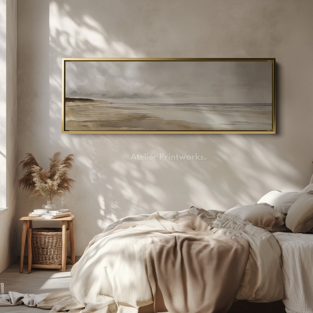 Watercolour Beach Long Narrow Large Canvas Wall Art