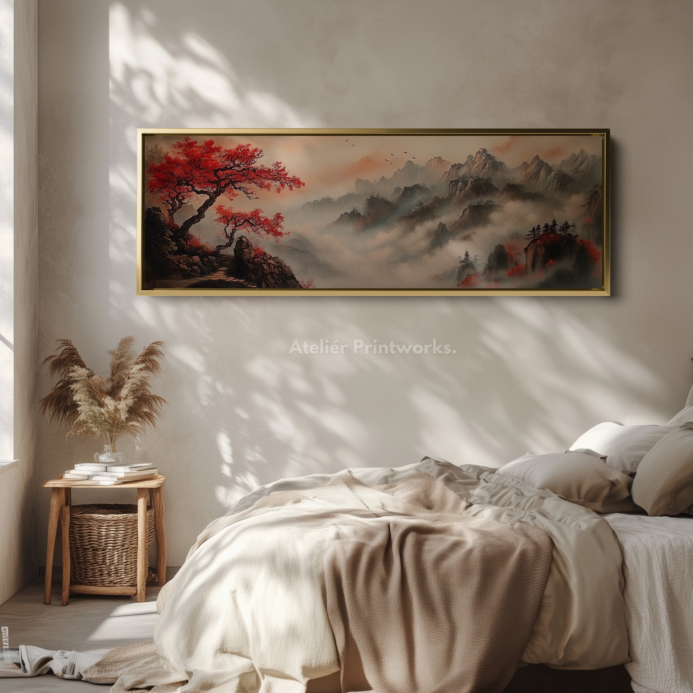 Chinese Landscape Panoramic Wall Art Large Framed Canvas