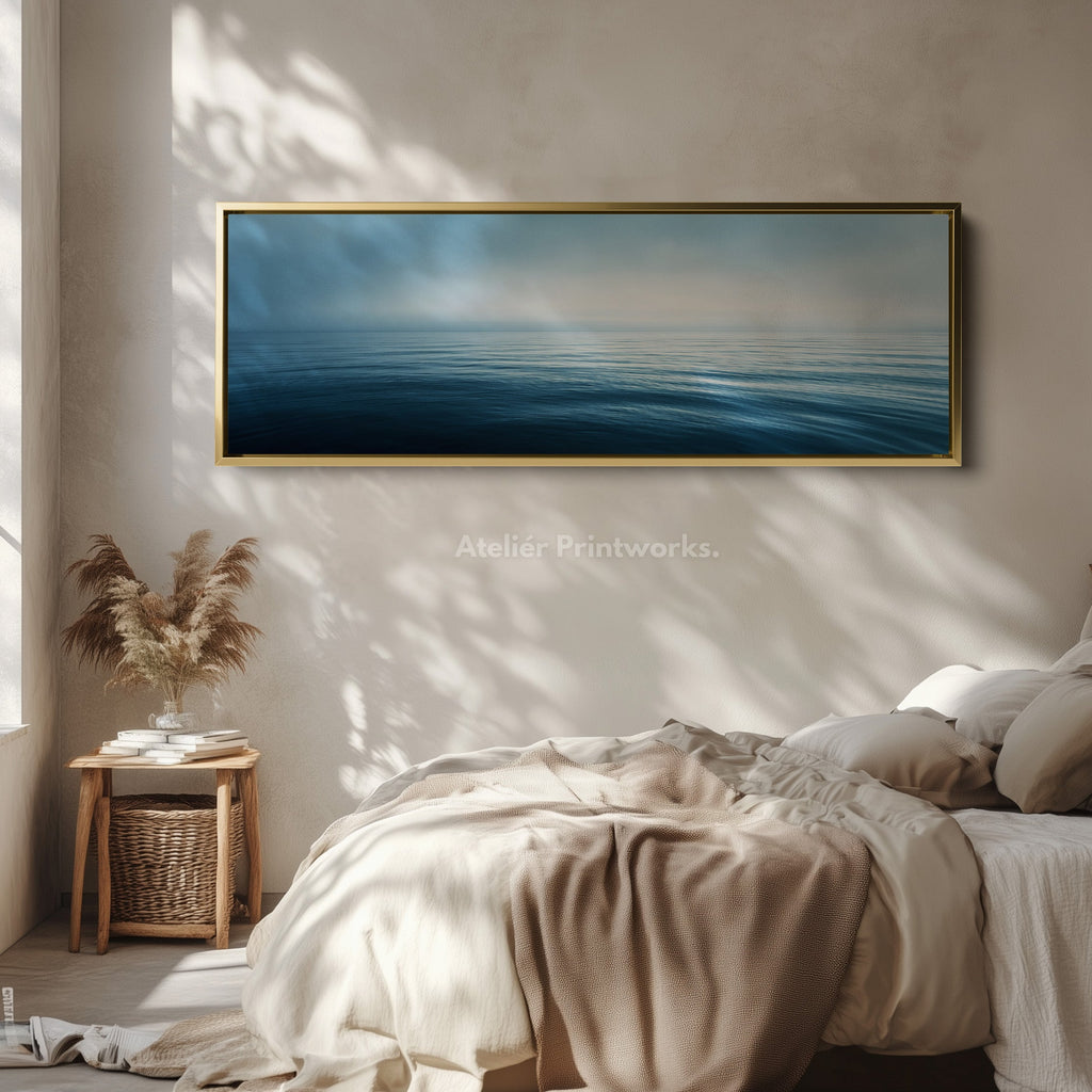 Long Horizontal Wall Art Above Bed Decor Tranquil Ocean