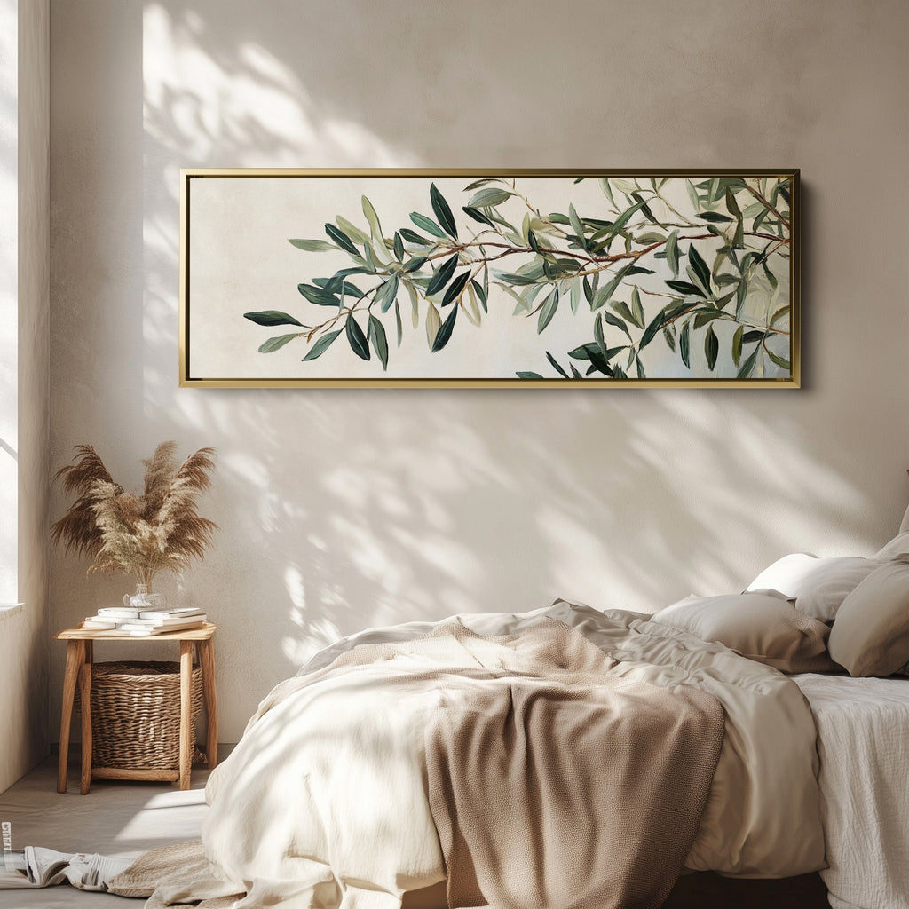 Narrow Wall Decor Olive Branch Long Canvas For Kitchen