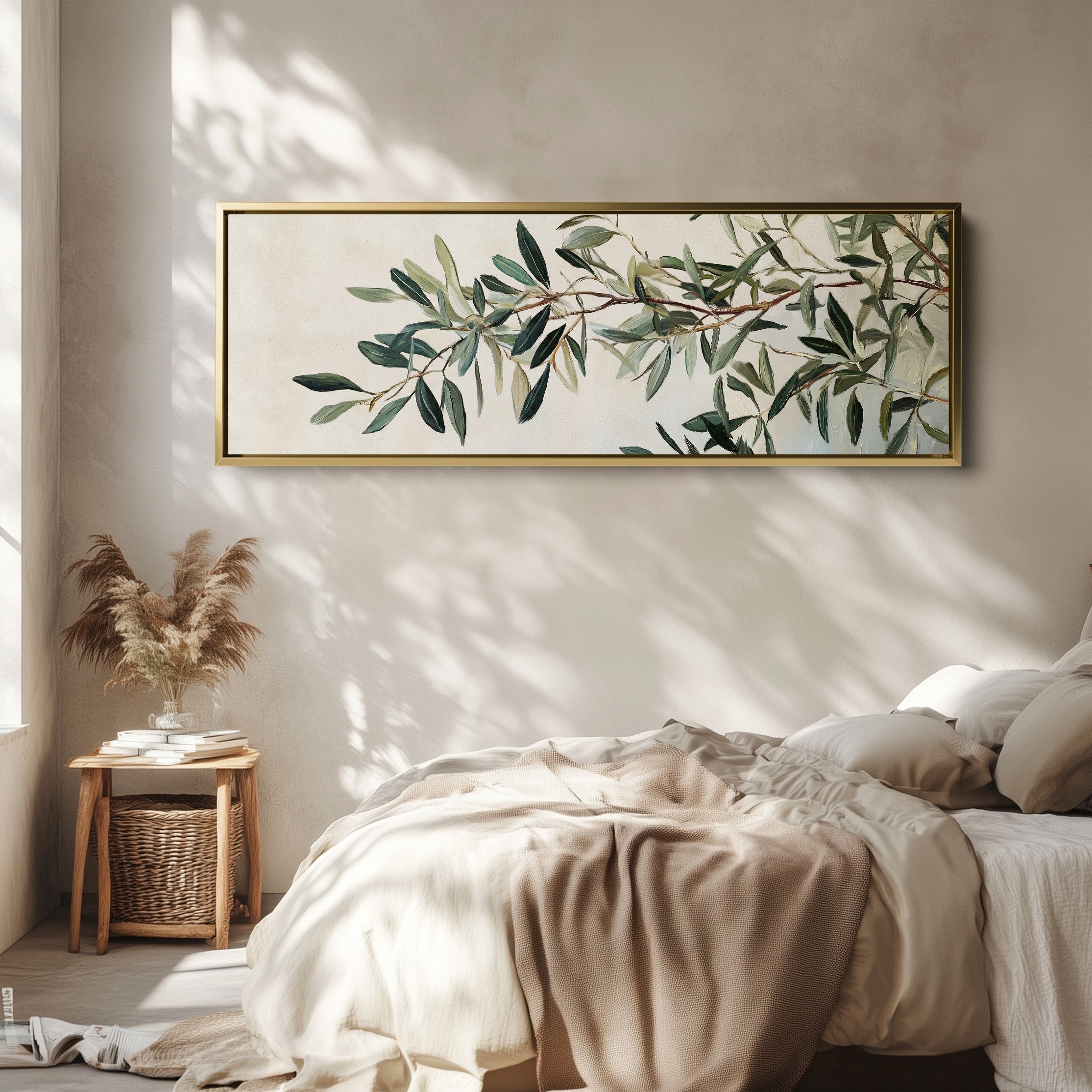 Narrow Wall Decor Olive Branch Long Canvas For Kitchen