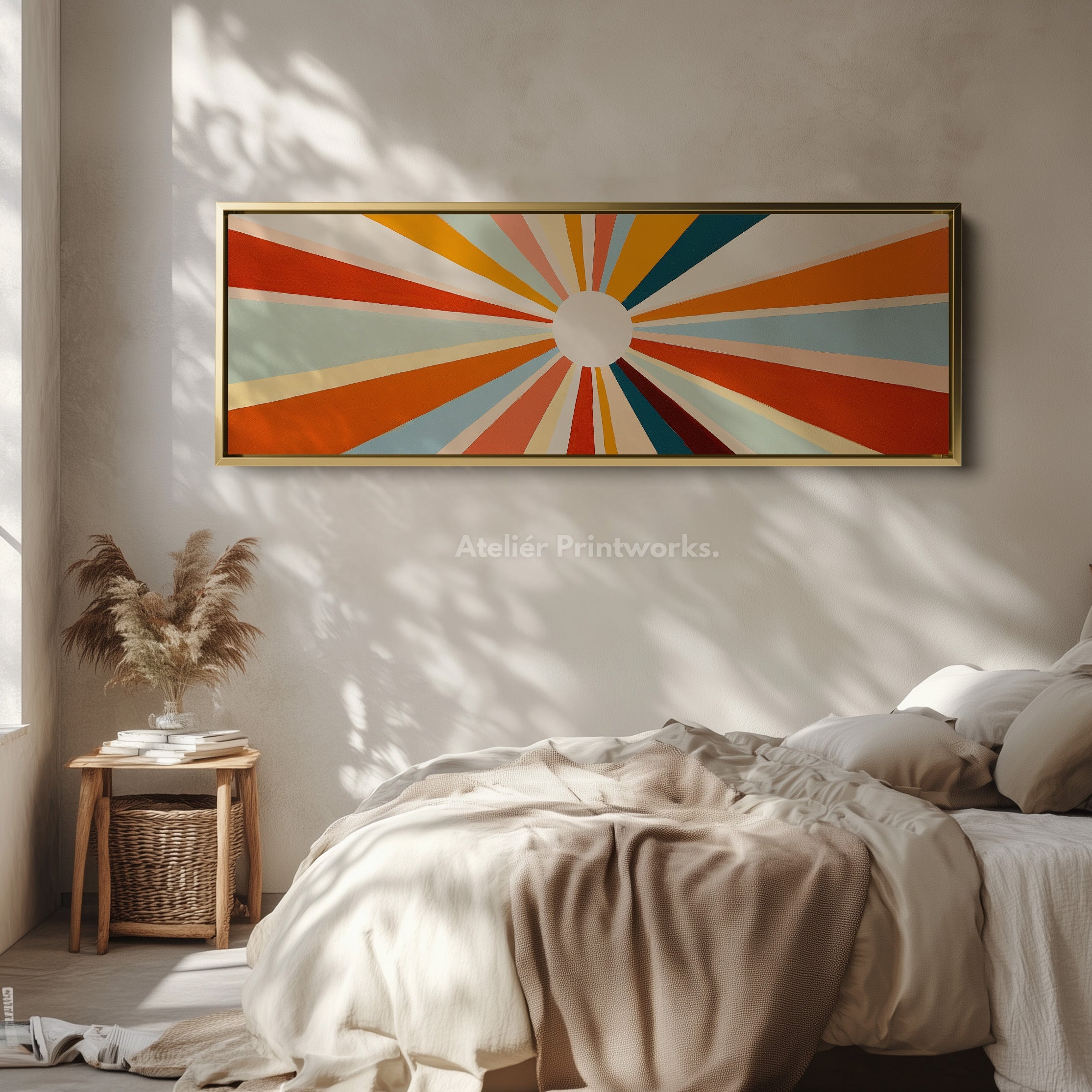 Sunburst Panoramic Framed Canvas Long Wall Art Print