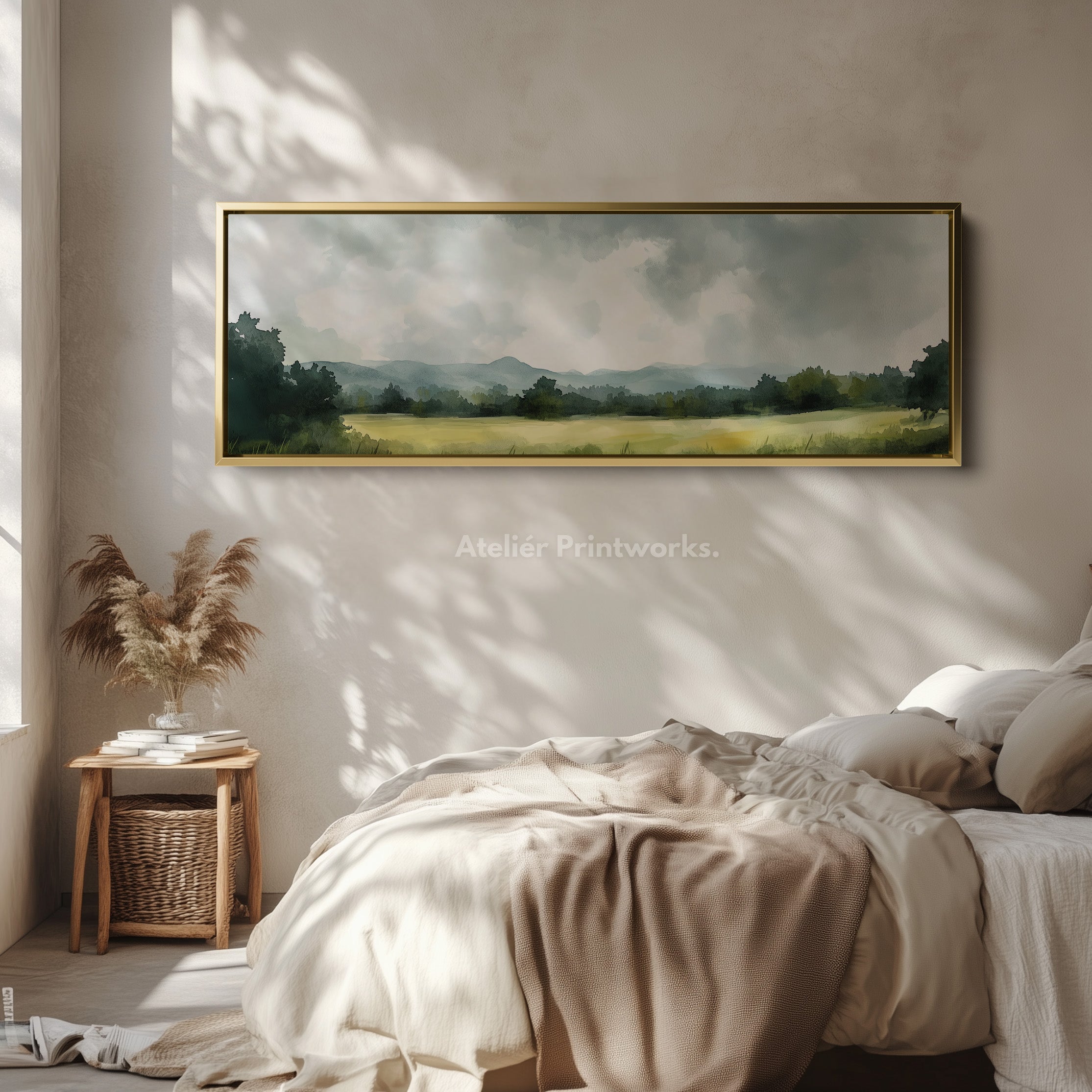 Long Landscape Narrow Framed Canvas Wall Decor