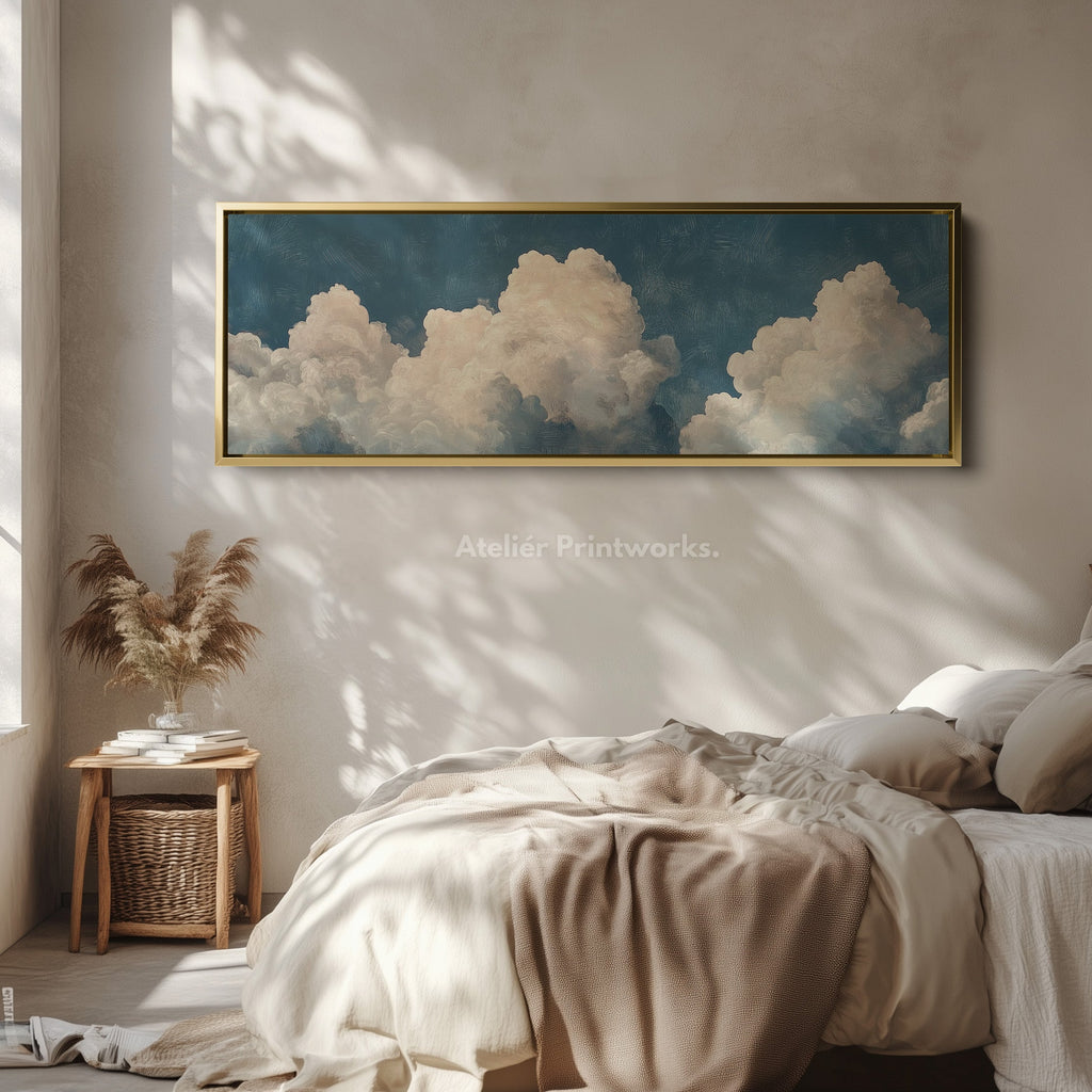 Above Bed Cloud Wall Decor Long Panoramic Wall Art